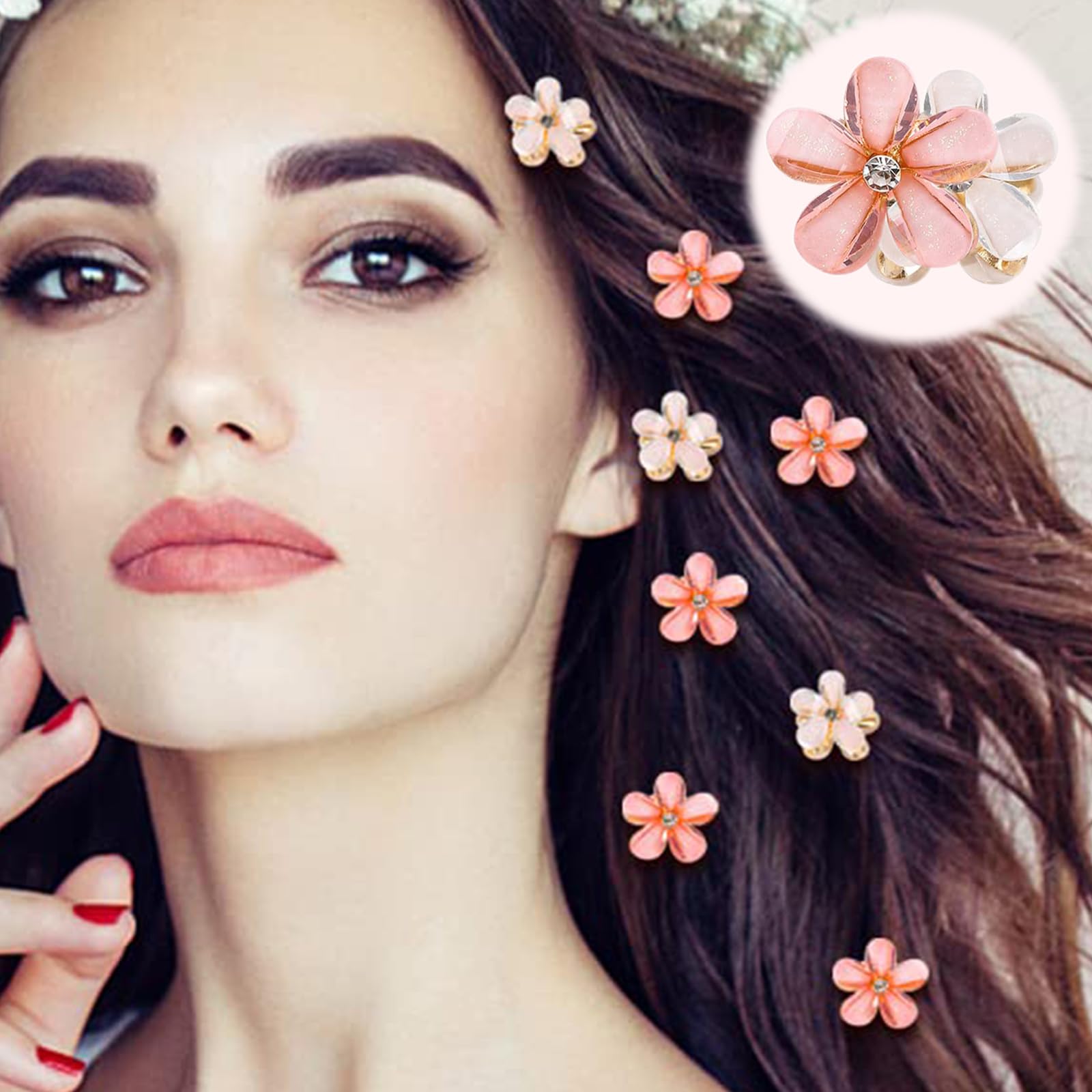 20 Pcs Mini Diamond Hair Claw Clips,Small Hairs Clips Flower Hairpins Hair Accessories for Women,Girls,Sweet Mini Barrettes Hairs Styling Accessories for Photograph,Daily,Party,Wedding 2 color - Image 4