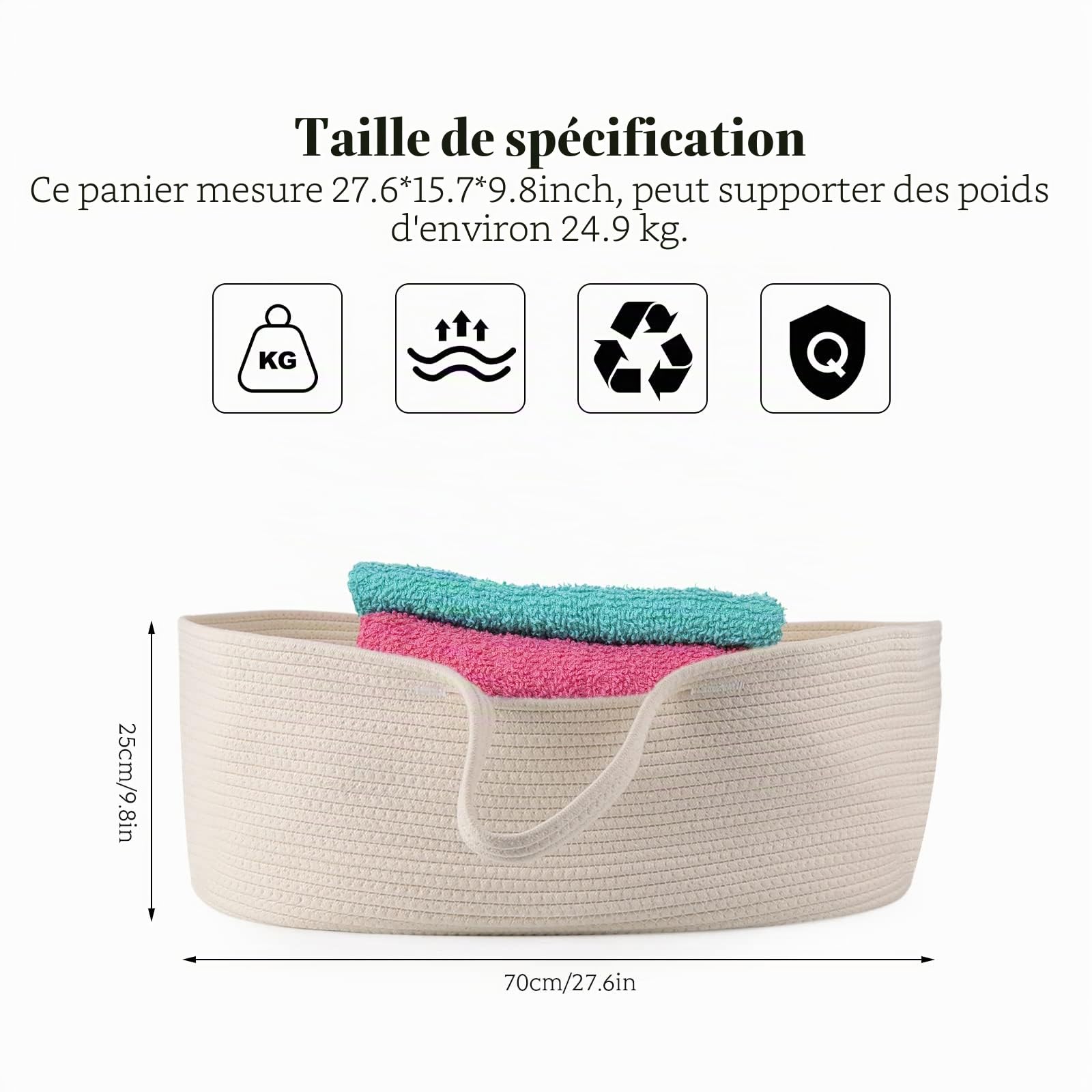 Panier pour bébé Moïse Lit portable en corde de coton pour enfant Sac de couchage pour l'extérieur Voyage Voiture