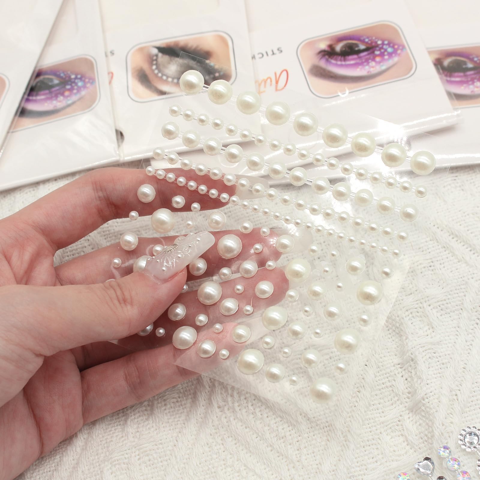 Strass gezicht, zelfklevend, bling, make-up, strass, edelstenen, stickers voor doe-het-zelf, handwerk, nail body make-up, decoratie (kleurrijk