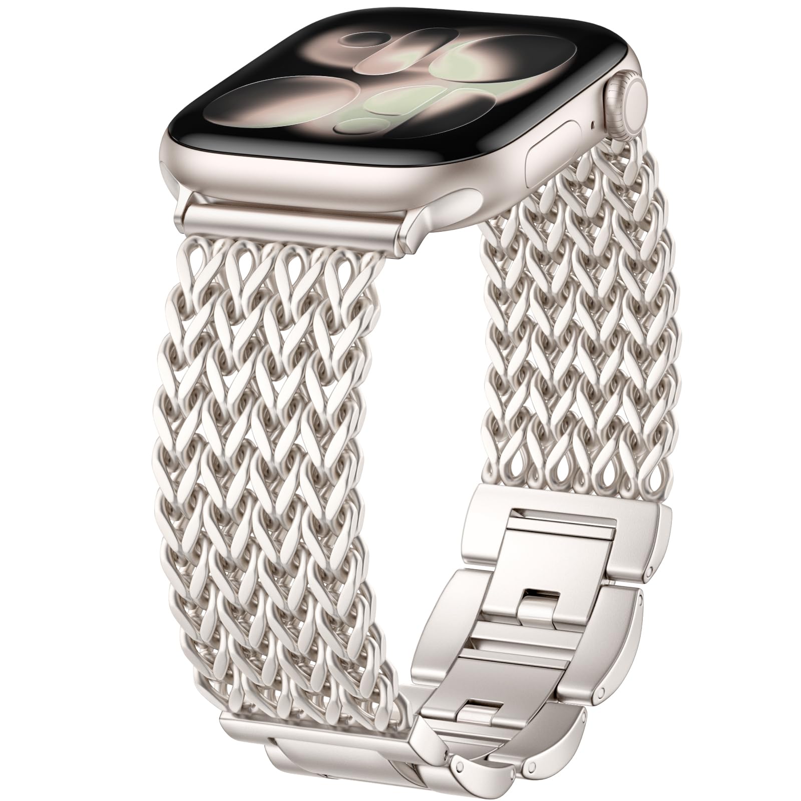 Metal Band Compatible with Apple Watch Bands for Women 40mm 41mm 42mm 38mm 44mm 45mm 46mm 49mm, Dressy Stainless Steel Link Bracelet, Designer Strap for iWatch Series 11/SE/10/9/8/7/6/5/4/3/2/1/Ultra-image-47