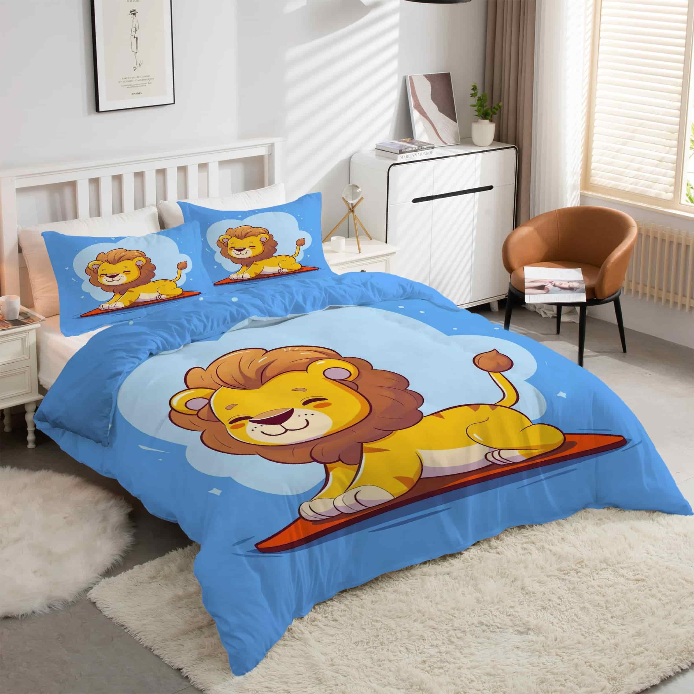 Housse couette 160x200 lion idéale pour décorer une chambre d'ado ou un studio étudiant