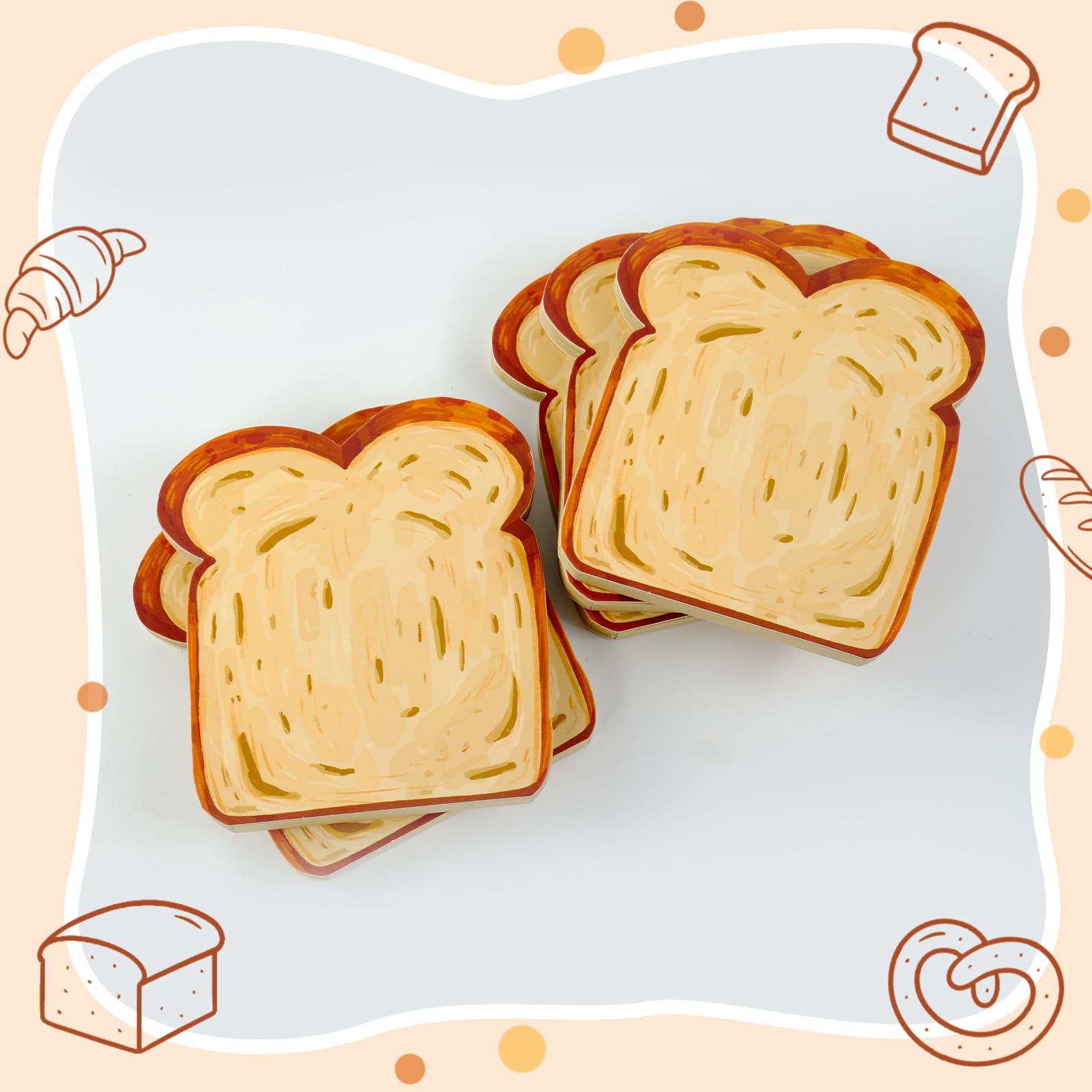 Notizblöcke in Toastform, 5 Stück, blanko, 50 Blatt/Block, kleines Notizbuch für Backliebhaber, niedliche Notizen (eine Tüte Toast hat 5 Blöcke)