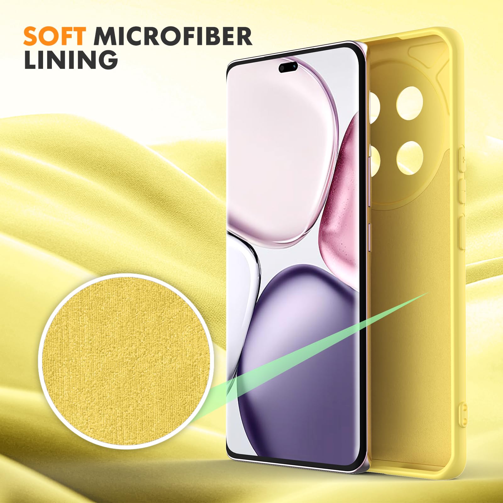 Byvuwiay Cover per Honor Magic7 Lite 5G Case, Morbida Silicone Liquida TPU Protettivo Ultra Slim Antiurto - Giallo