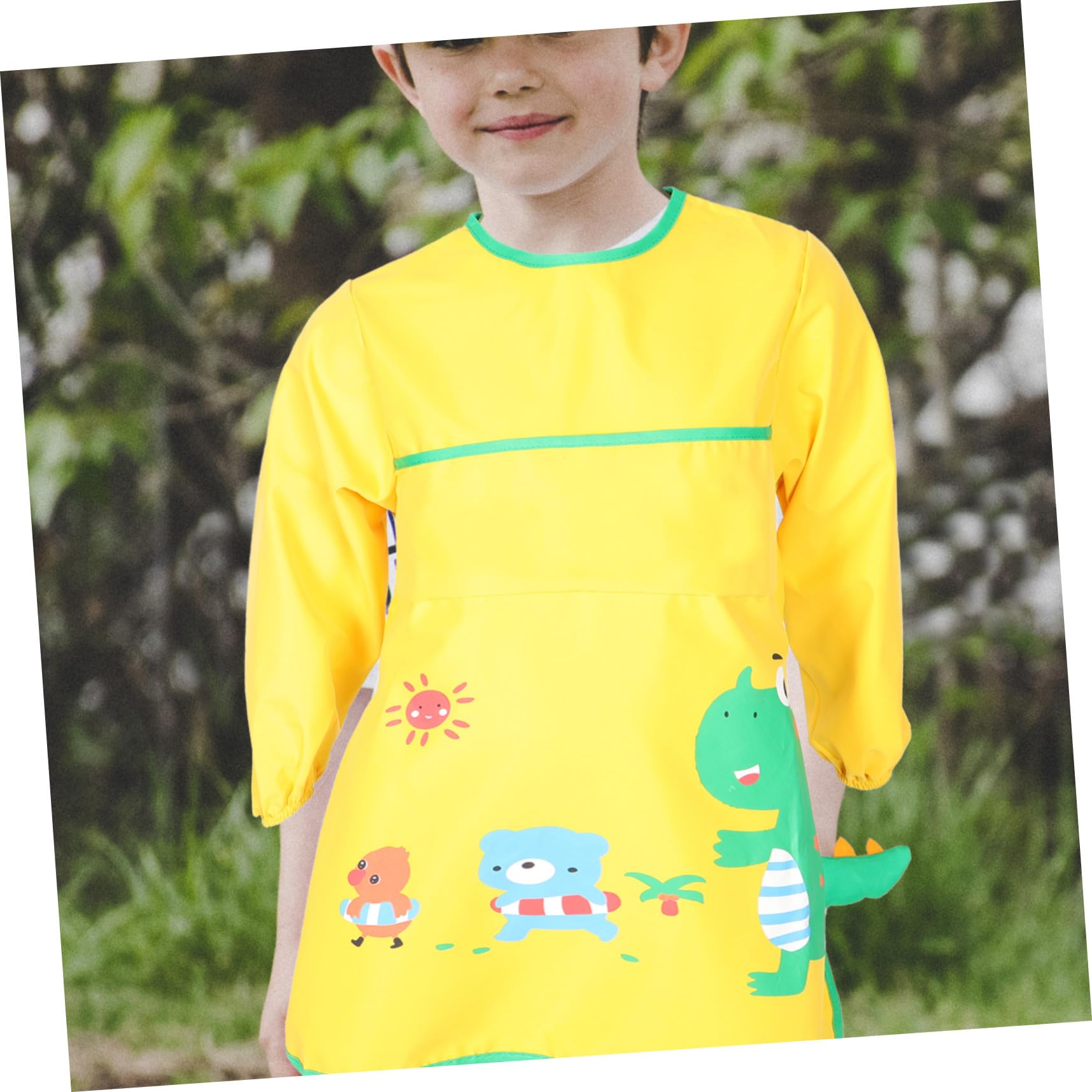 ibasenice 3pièces Tablier Garçon Fille Longue Manche Étanche Avec Motif De Dinosaures Smock De Peinture Et Cuisine Pour Garçons Et Filles