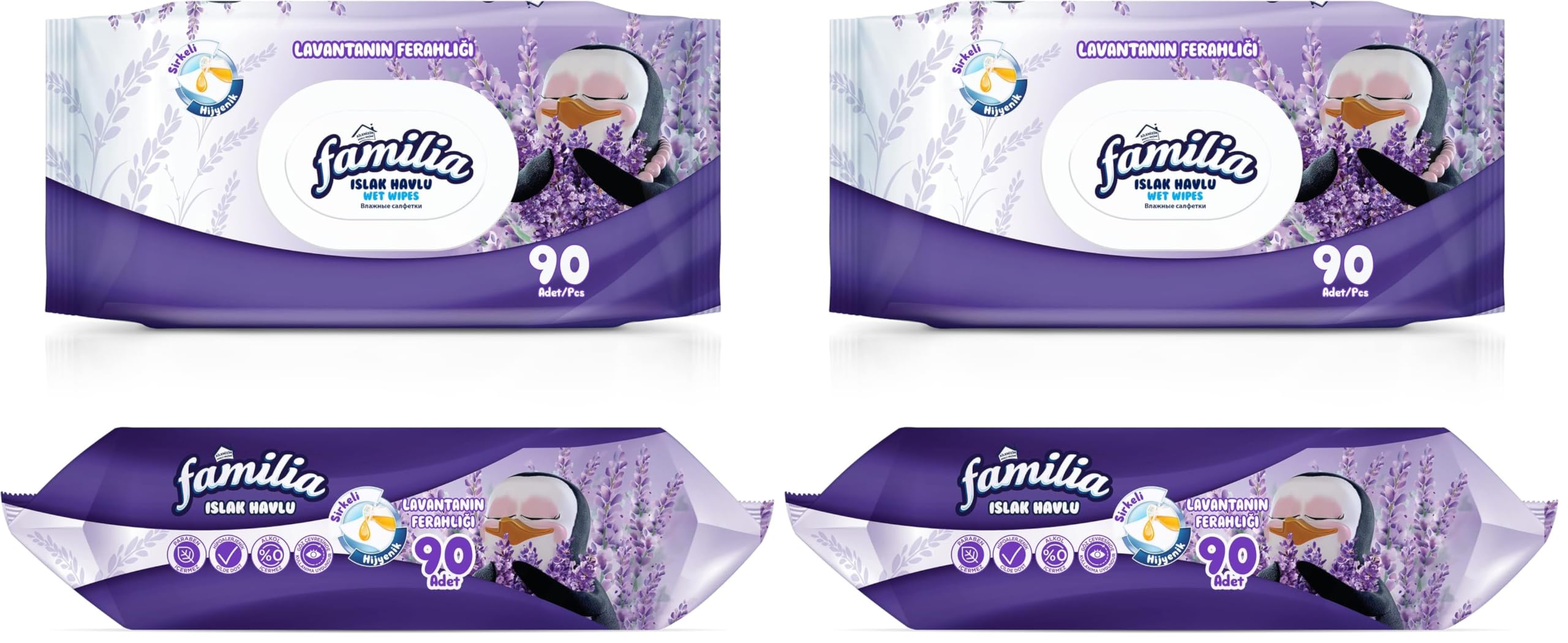 Familia Islak Havlu Tekli Lavanta 90 Yaprak 2li paket