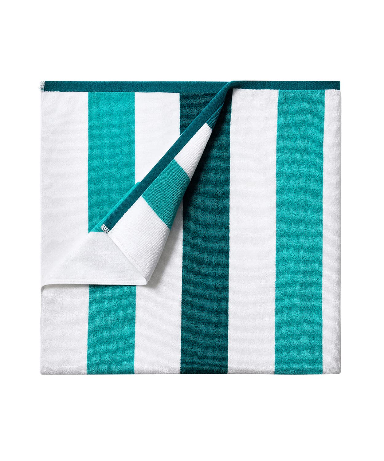 BornbayCotton Oversized Beach Towel - Extra Large 40"X70" Plush Thick Pool Towel, XL Soft Stripe Cabana Swim Towels for Adults Mens Women Girls (White Cyan Green)