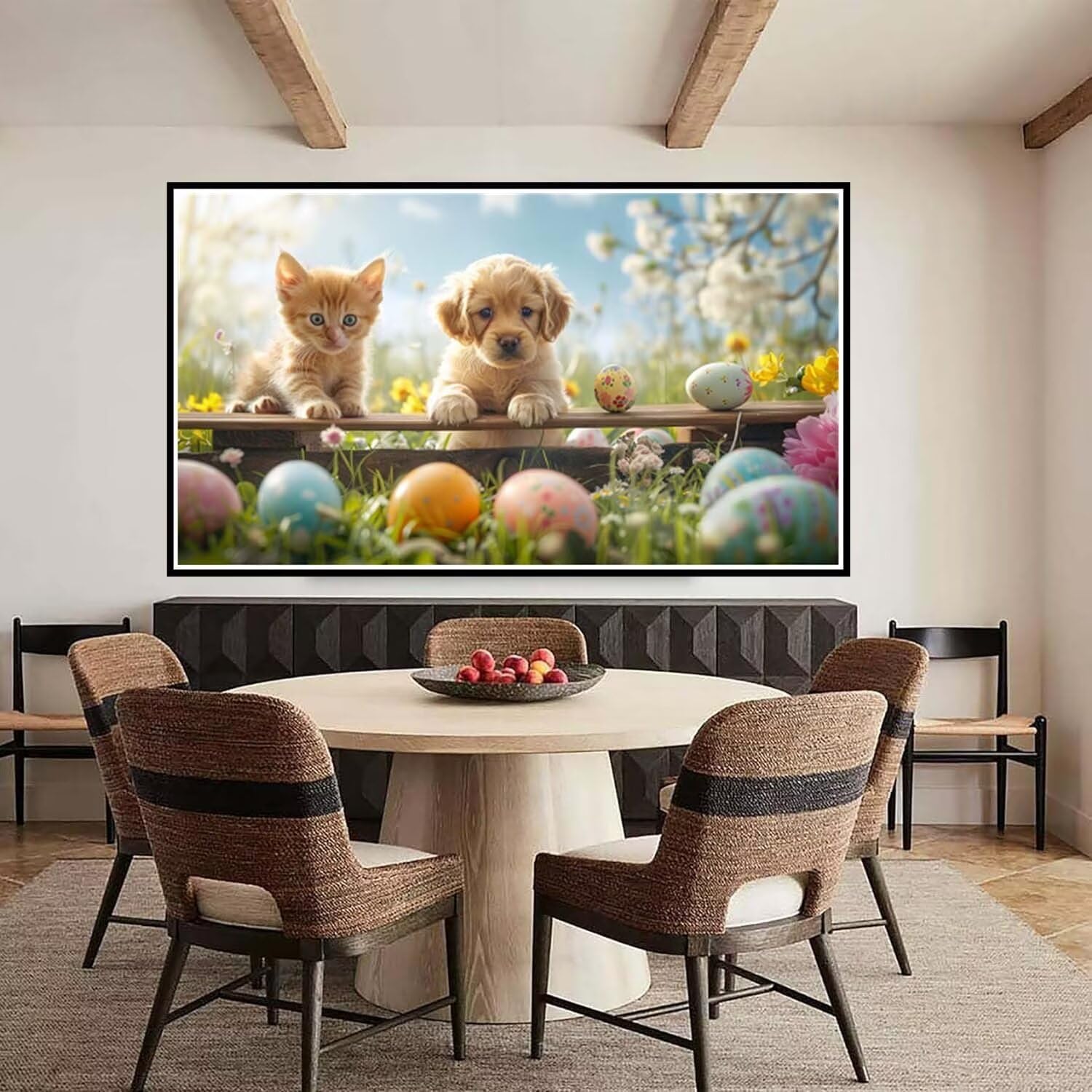Diamond Painting Chat, 5D Chien Diamond Painting Grand Format 80x140cm, DIY Grande Taille kit Diamond Painting Cristal Art Point de Croix Broderie Peinture, Decoration Murale, Cadeau Femme - Z-435