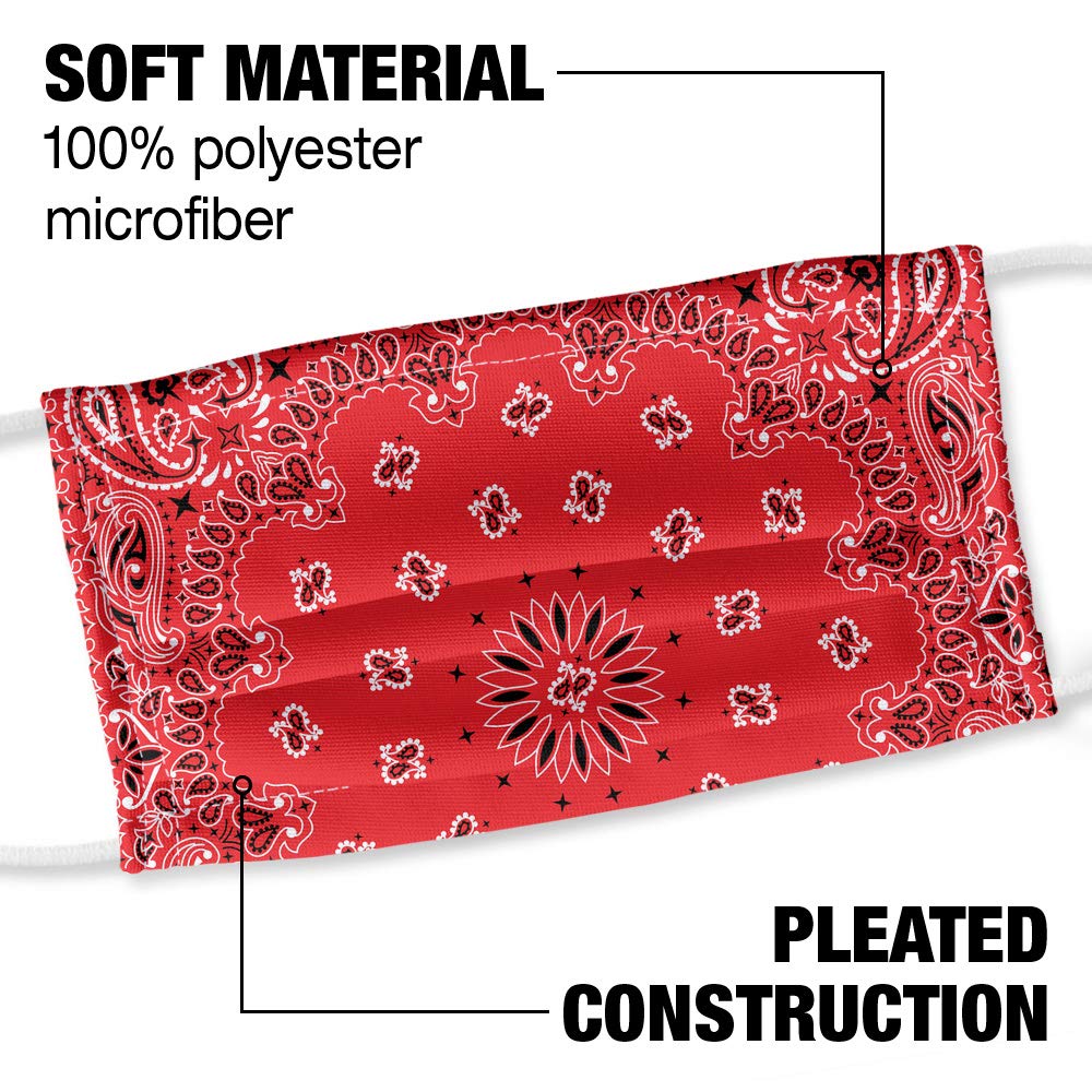 Paisley Red 1-Ply Reusable Face Mask Covering with Adjustable Nose Wire, Unisex