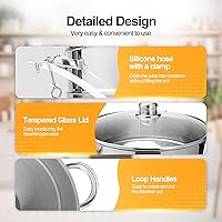 Vista 5 de Exprimidor de frutas de acero inoxidable de 8.5 cuartos de galón / 8 L con tapa de vidrio para enlatado de uva