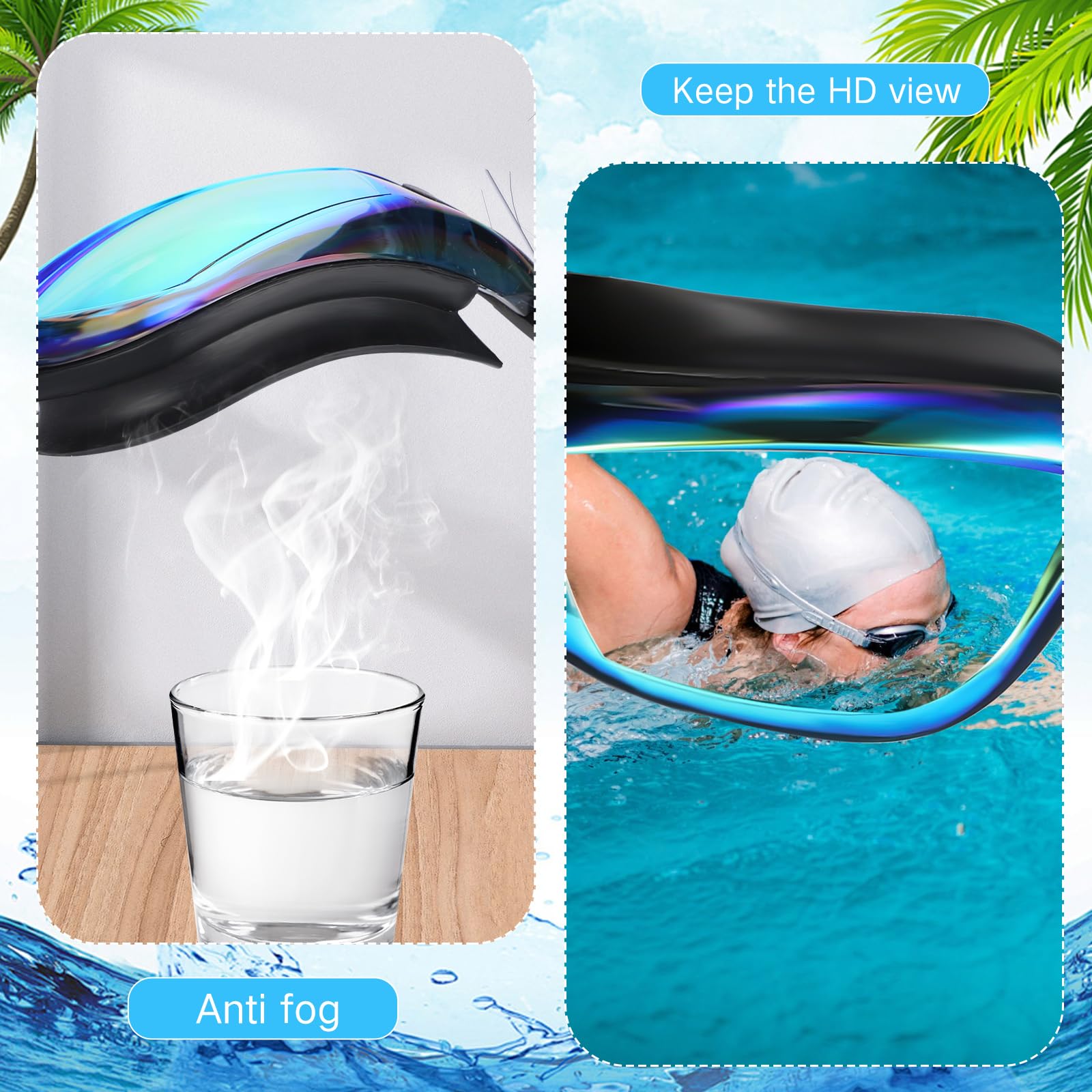 Konohan Confezione da 10 occhialini da nuoto anti-appannamento, senza perdite, in silicone, per uomini, donne, giovani (colori vivaci)