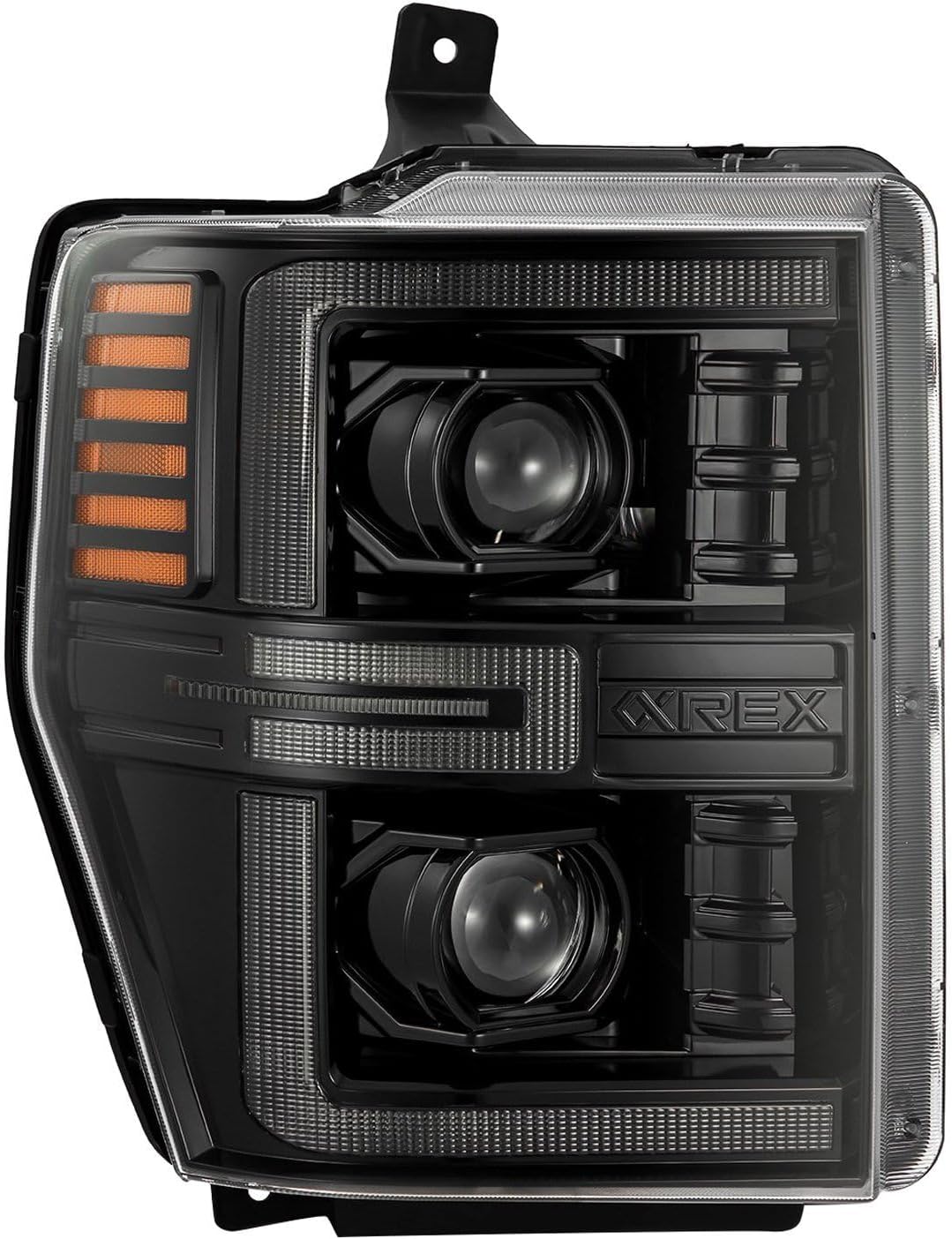 AlphaRex 08-10 Ford F250-550 LUXX-Series LED Projector Headlights Alpha-Blk w/Activ Light/Seq Signal