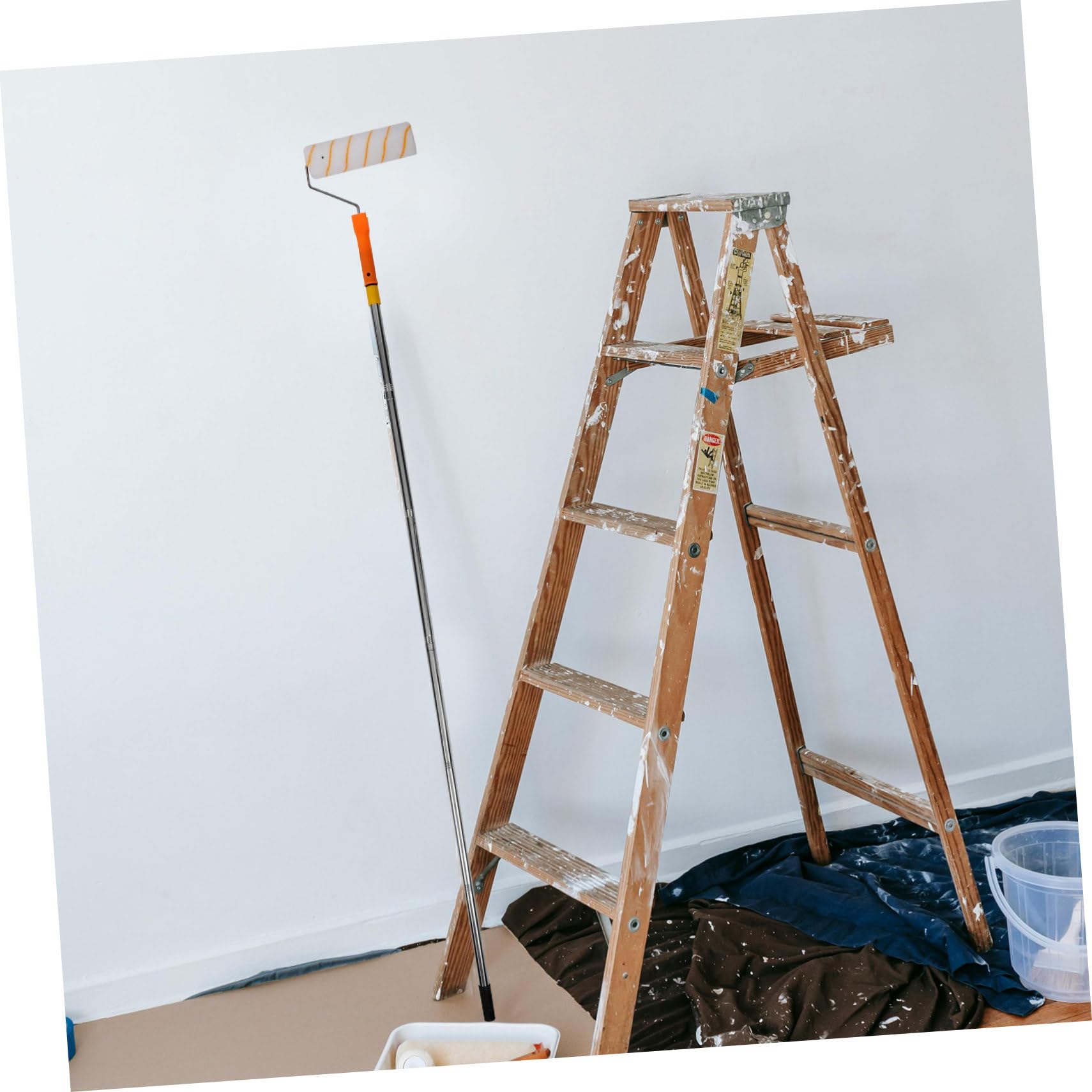 NUOBESTY Rullo per Pitturare Muri con Asta Telescopica, Impugnatura Ergonomica in Plastica e Acciaio Inox, per Pittura Domestica Precisa