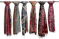 Royal Craft 5-Pack Vintage Kantha Hand-Embroidered Reversible Cotton Scarves - 72x18 Inches, All-Season Wraps