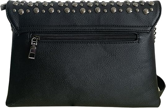 Sac à Main Femme FiveloveTwo Gothique - Cuir PU Avec Crânes, Chaîne Et Grande Capacité, Noir