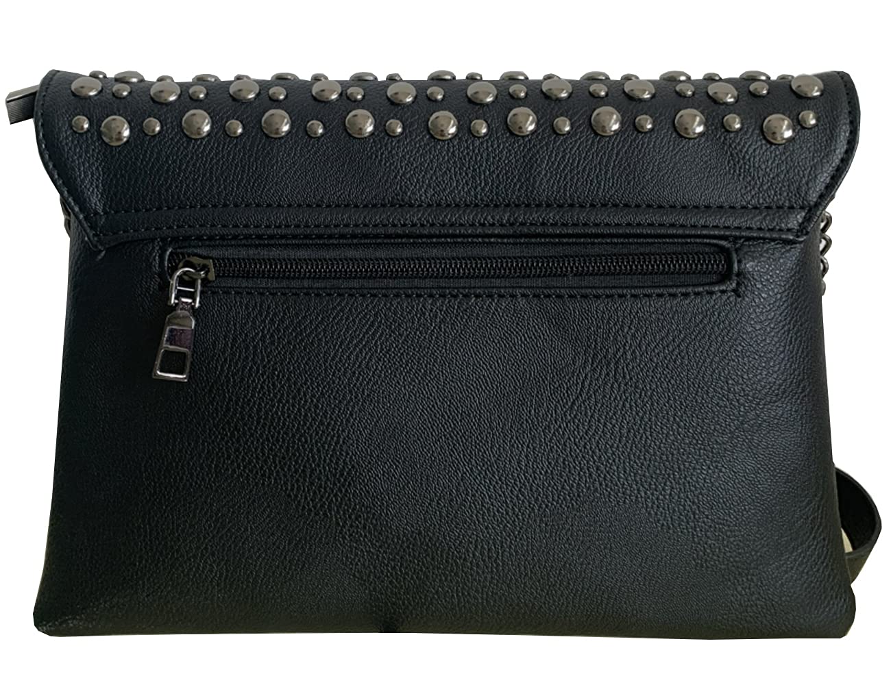 FiveloveTwo Women Rivet Chain Handbag Purse Clutch Small PU Leather Satchel Shoulder Tote Top-handle Bag Black (Round Rivet)
