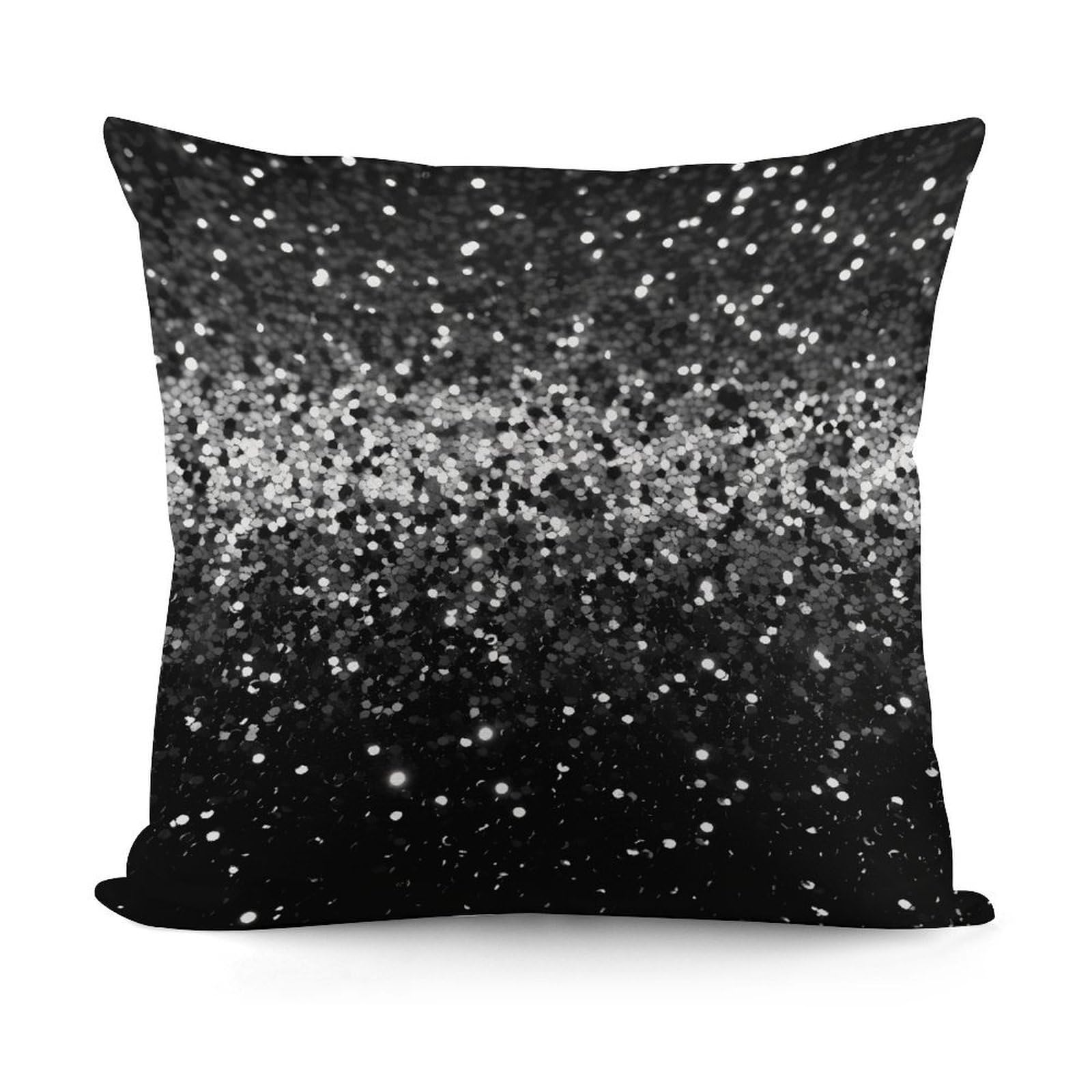 VstaDank Decorative Black White Glitter Throw Pillow Covers Luxury Soft Pillowcases Fluffy Plush Accent Pillow Cases Personalized Square Lumbar Pillows Shells for All Seasons 18" X 18"