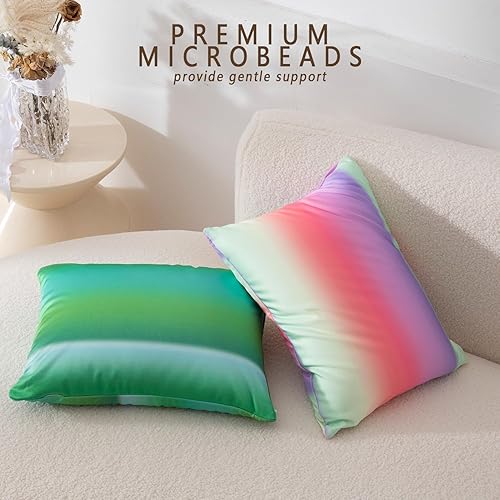 Miniatura 6 de Almohada blanda de microcuentas para el cuello, con funda extraíble de 16 y 12 pulgadas, almohada suave de viaje para cama corporal, almohada de