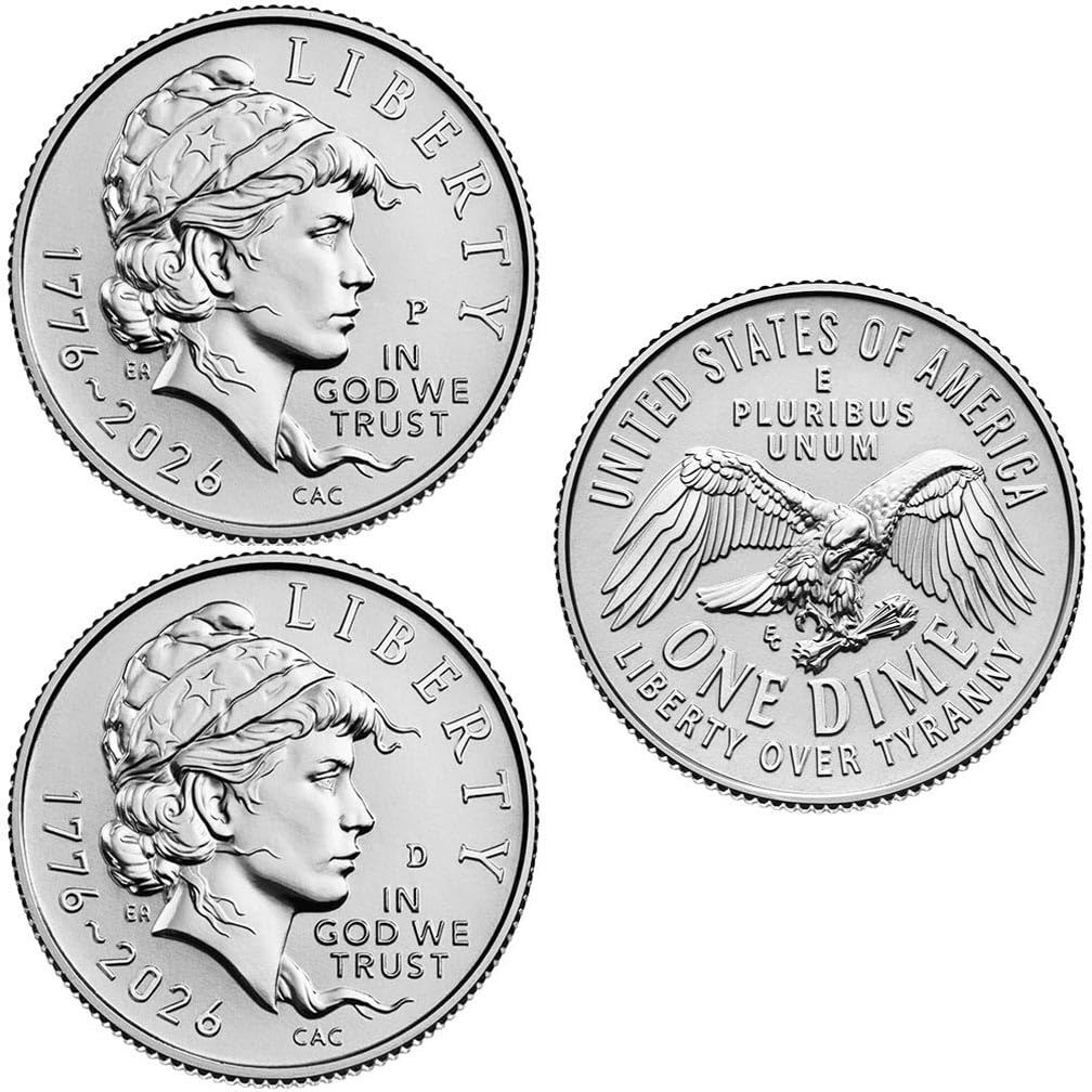 2026 P,D BU 250 Anniversary Semiquincentennial Emerging Liberty Dimes Choice Uncirculated US Mint 2 Coin Set