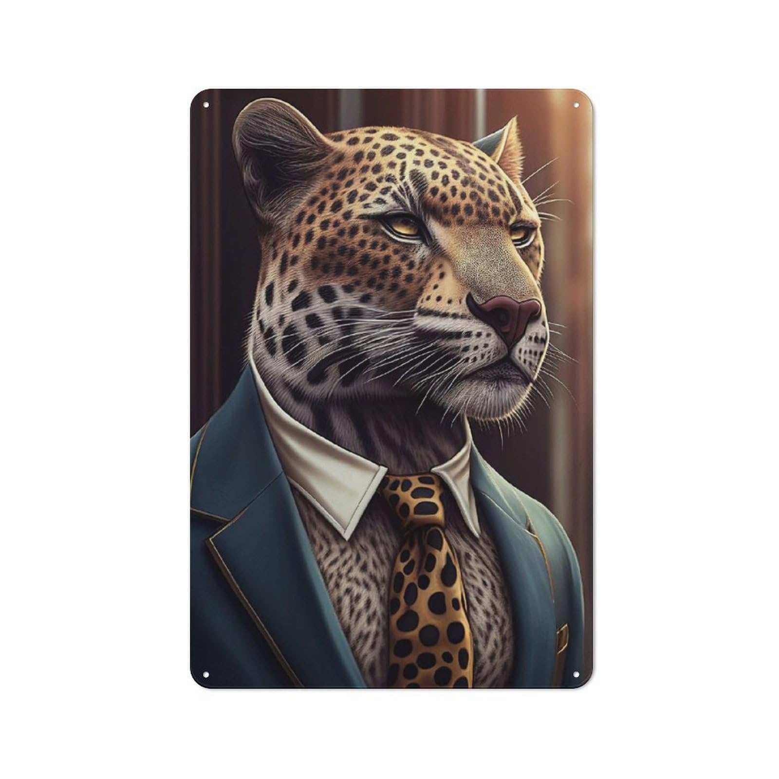 Jaguar Suit Animal Clothes Vintage Tin Sign 30x20cm for Guest Room Or Hallway, Suited to Home Decor Collectors