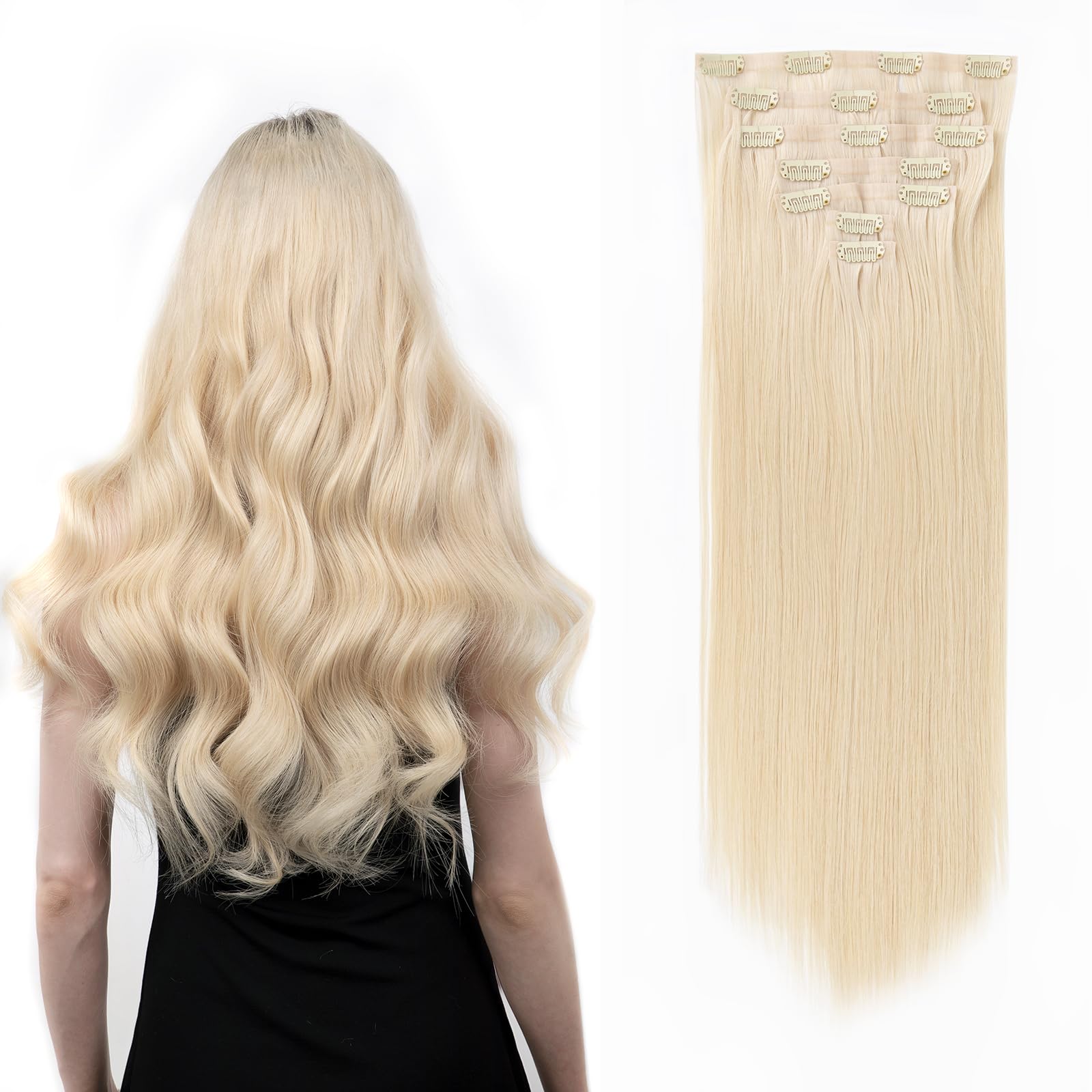 SOBEAUTY Clip in Hair Extensions, 100% Real Human Hair Remy Natural Volume Hair Extensions Clip-ins