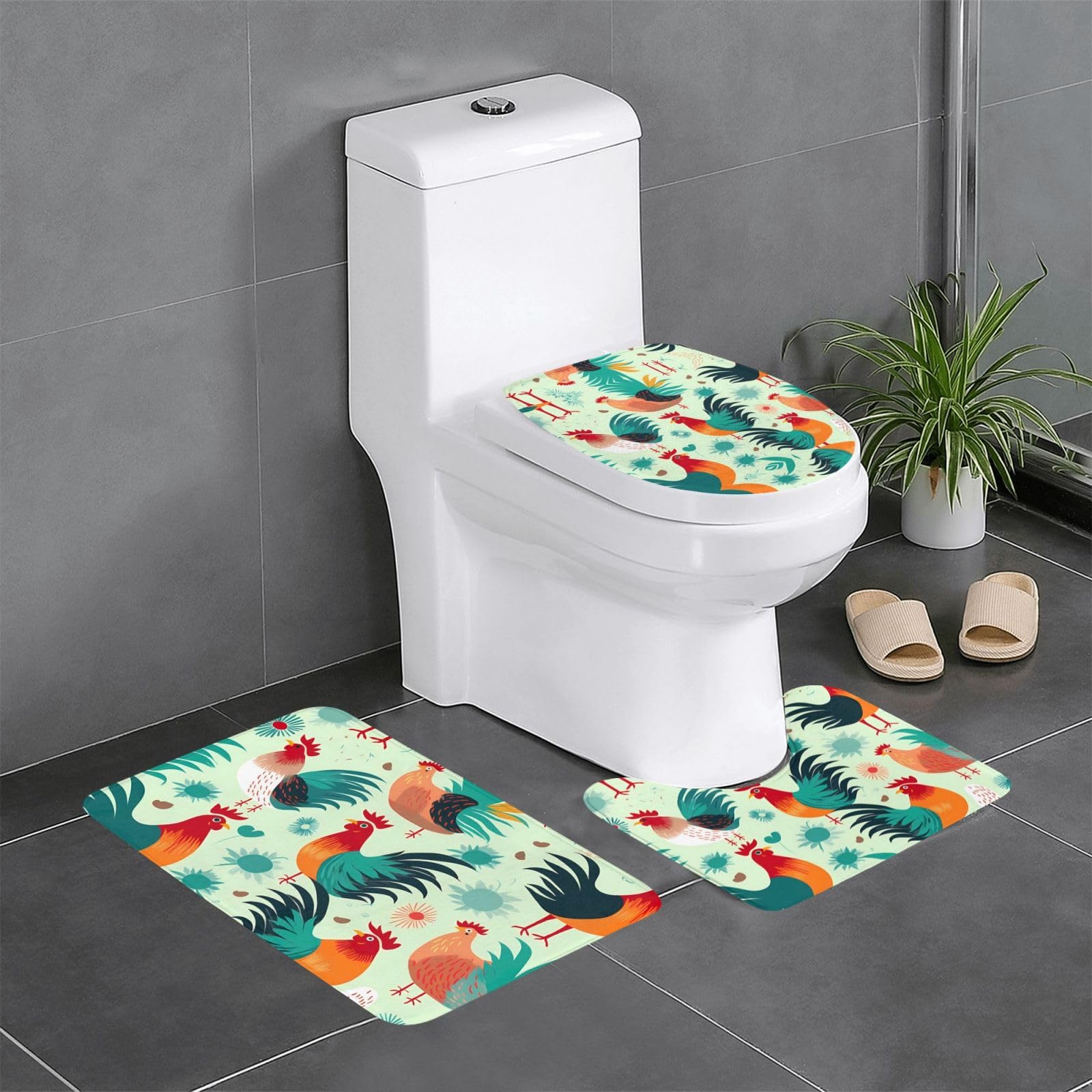 Tapis de salle de bain antidérapant Shine Rooster pour sécuriser vos wc