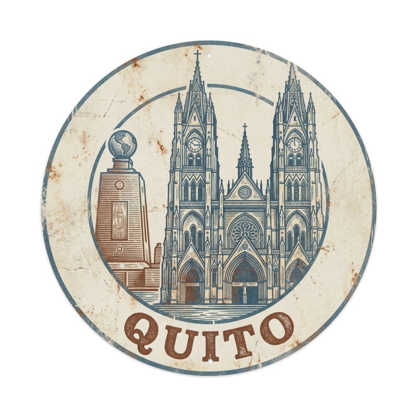 Vintage Travel Ecuador Quito Metal Tin Sign