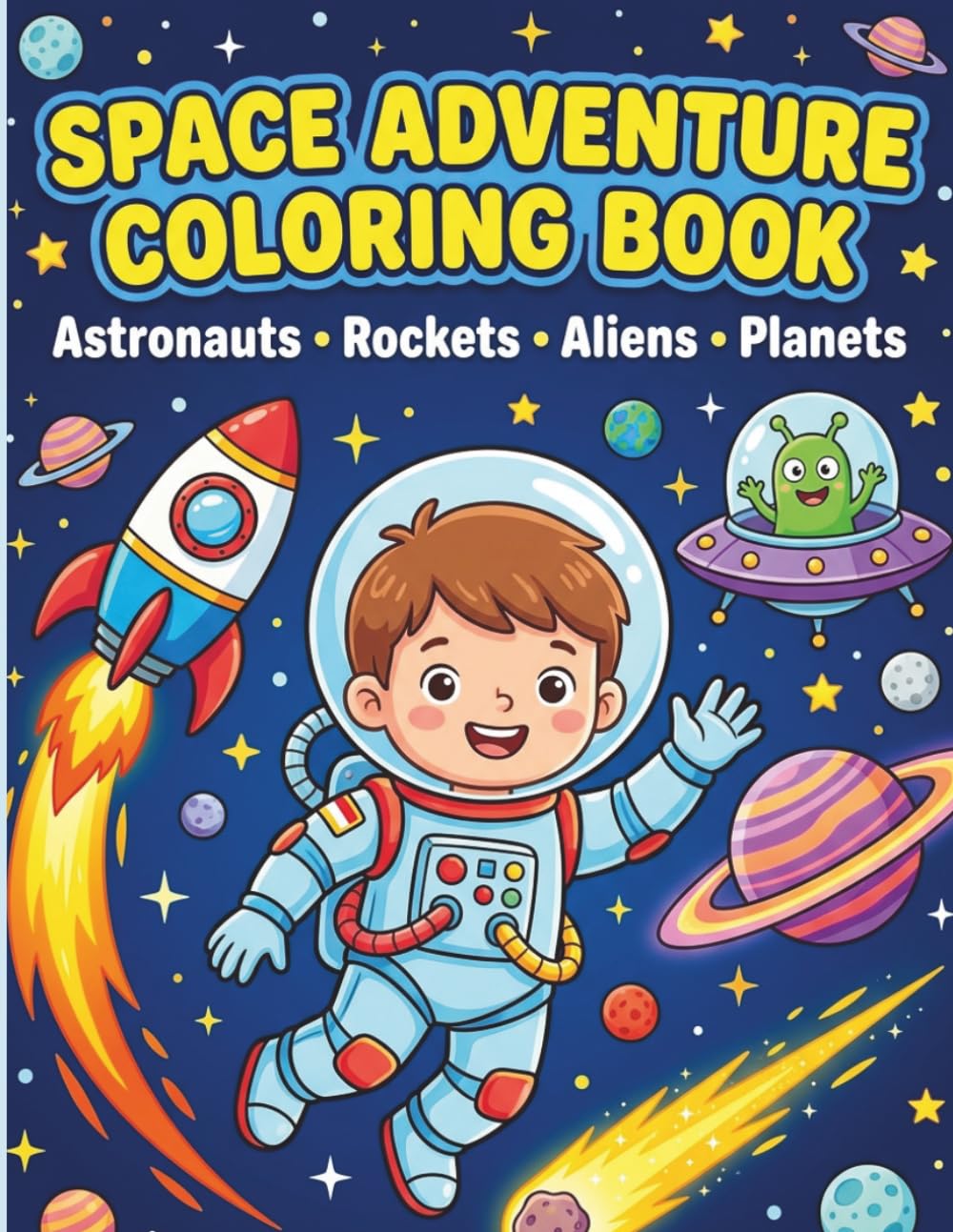 Space Adventure Coloring Book for Kids Ages 3–7: Fun Astronauts, Rockets, Aliens & Planets Coloring Pages for Young Space Explorers