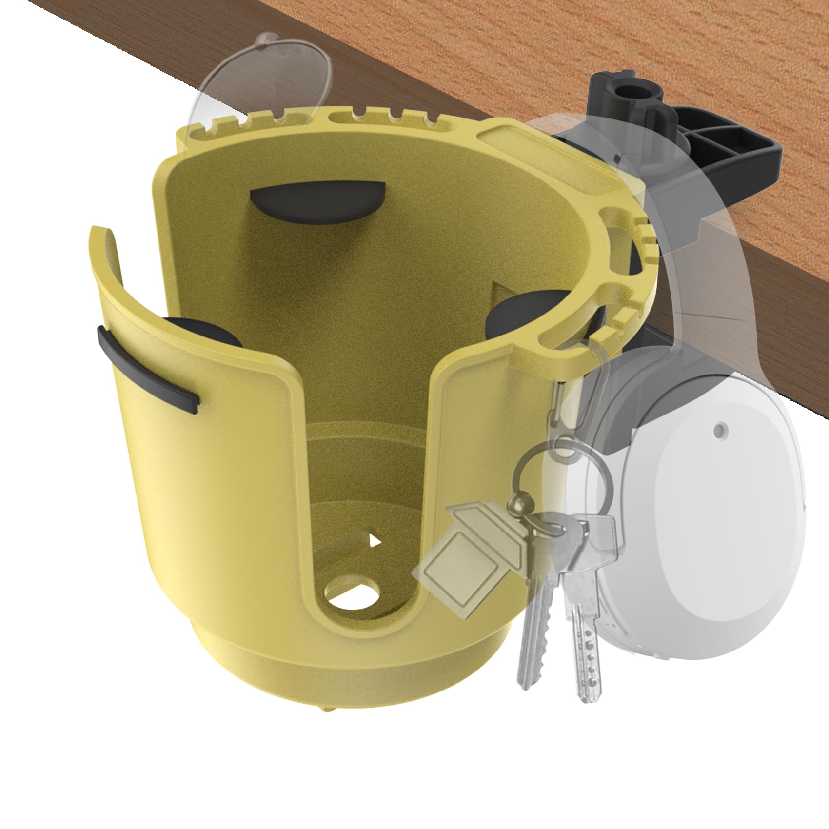 Desk Cup Holder with Spill-Proof Cup Design, Clip on Cup Holders for Desk, Table, Porch Swing, Patio Chair , Fits Maximum Diameter of 3/3.38 inches