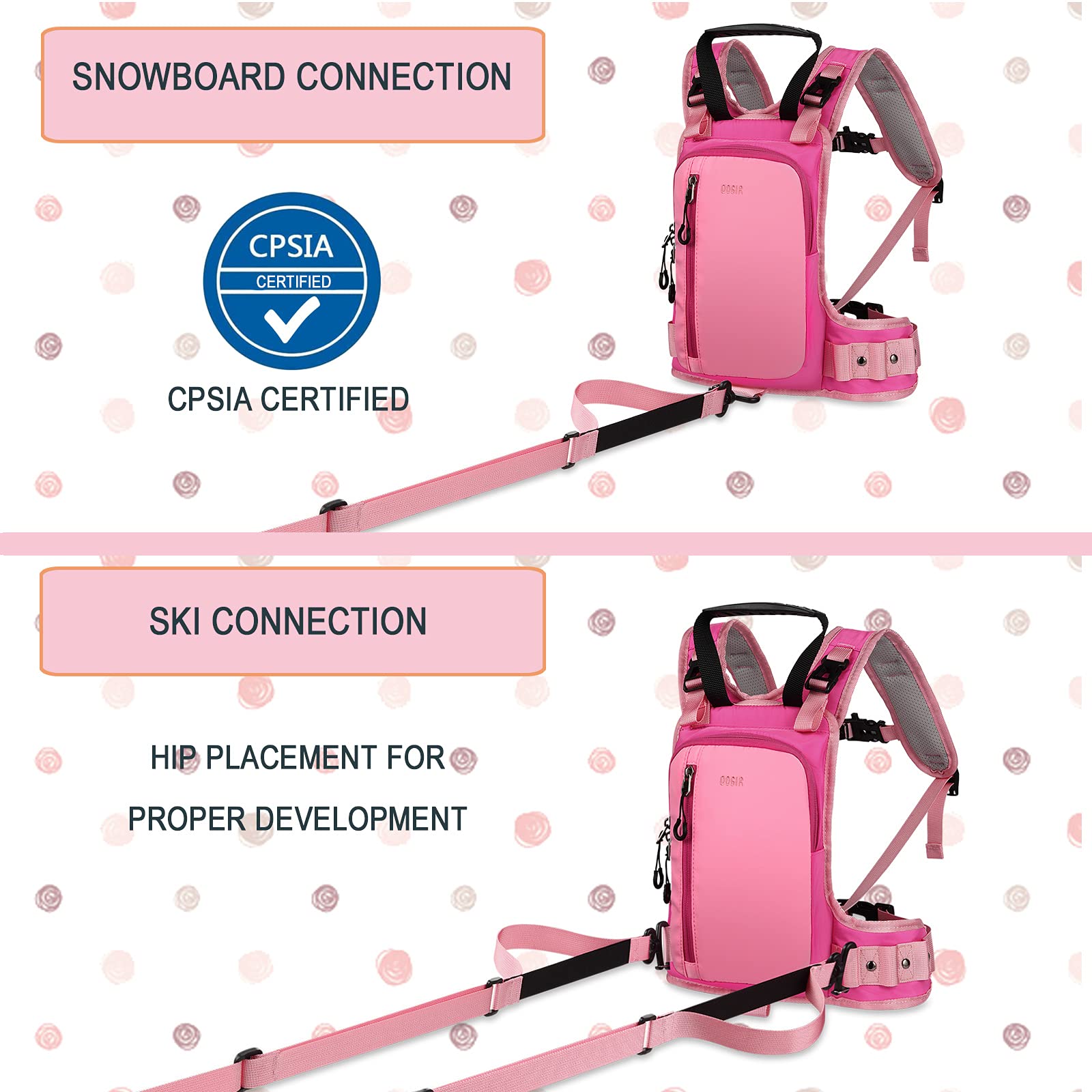 Arnés De Esquí Para Niños LUCKY CLOVER, Seguro Y Cómodo Para Aprender A Esquiar De 2 A 6 Años, Con Mochila Y Correas Elásticas