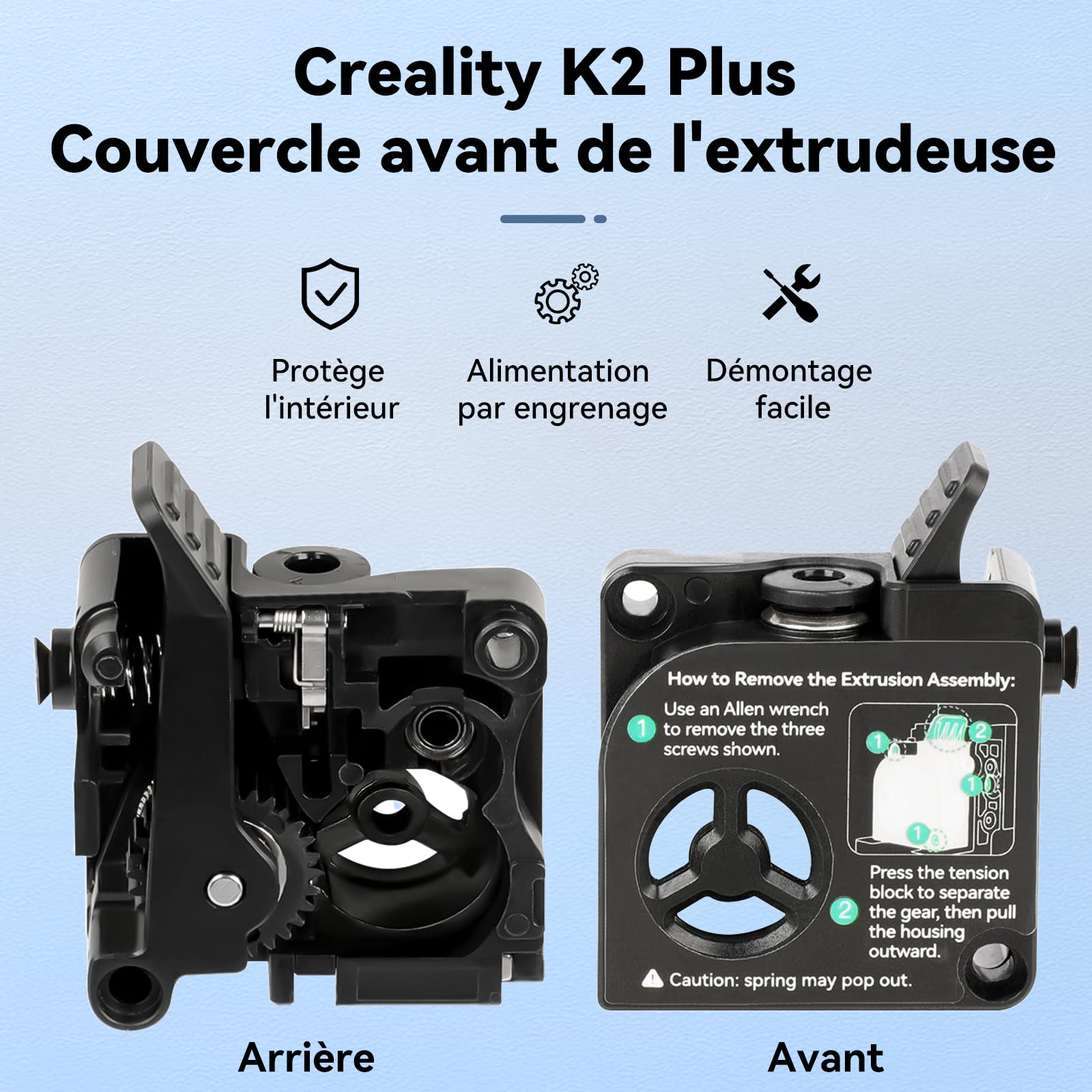 Creality Offcial K2/K2 Pro/K2 Plus Kit de boîtier avant extrudé, Accessoires d'imprimante 3D K2 Plus Combo Assemblage double extrudeuse Kit de coques avant, Pièces de rechange coque avant