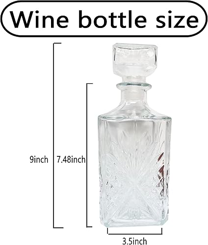 Miniatura 2 de decantador de whisky de 32.1 fl oz decantador de vidrio de whisky decantador de botella transparente vaso de whisky