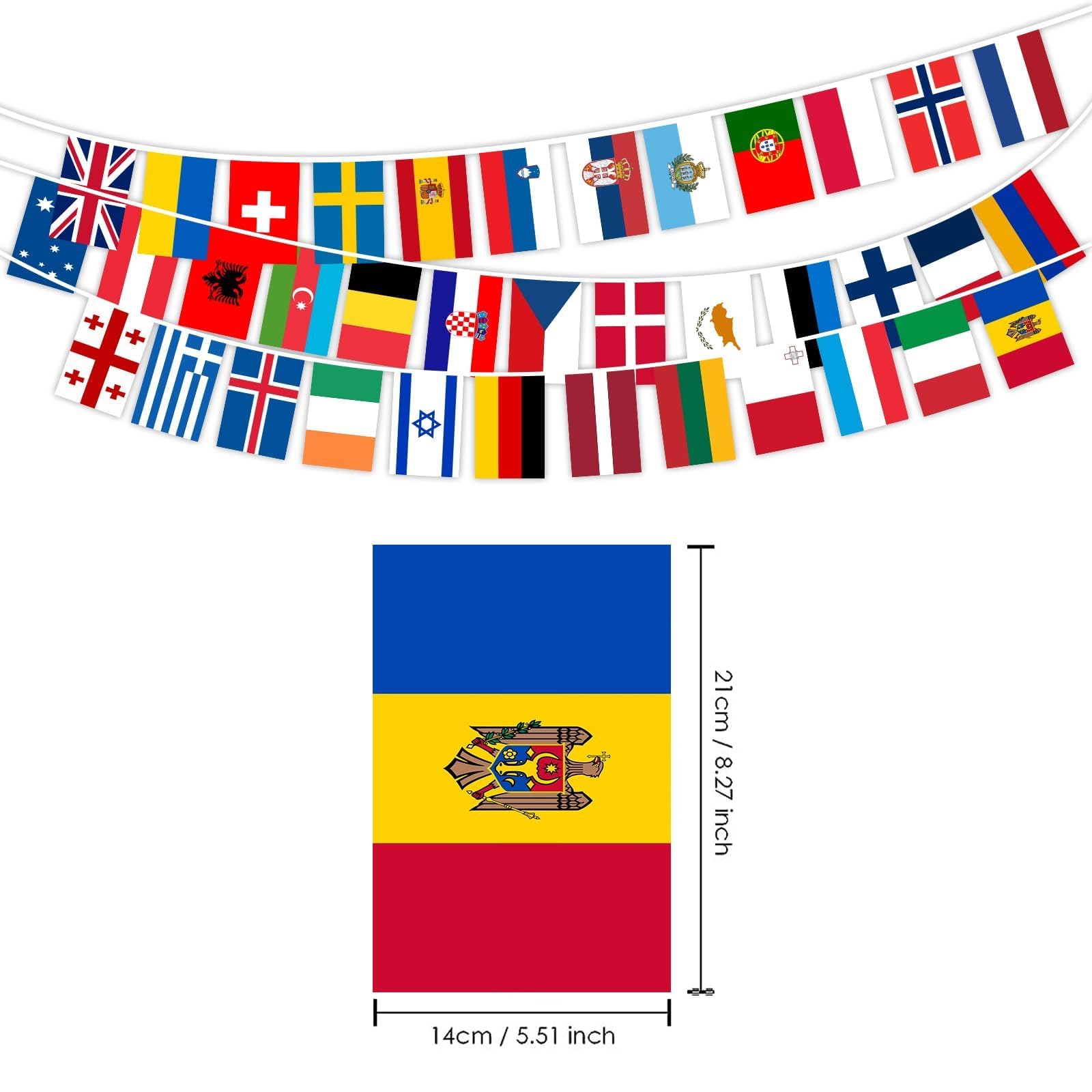 Eurovision, bandierine per feste, bandierine europee con bandierine per casa, giardino, bar, ristorante, concorso di canzoni Eurovision, forniture per feste di calcio, 14 x 21 cm