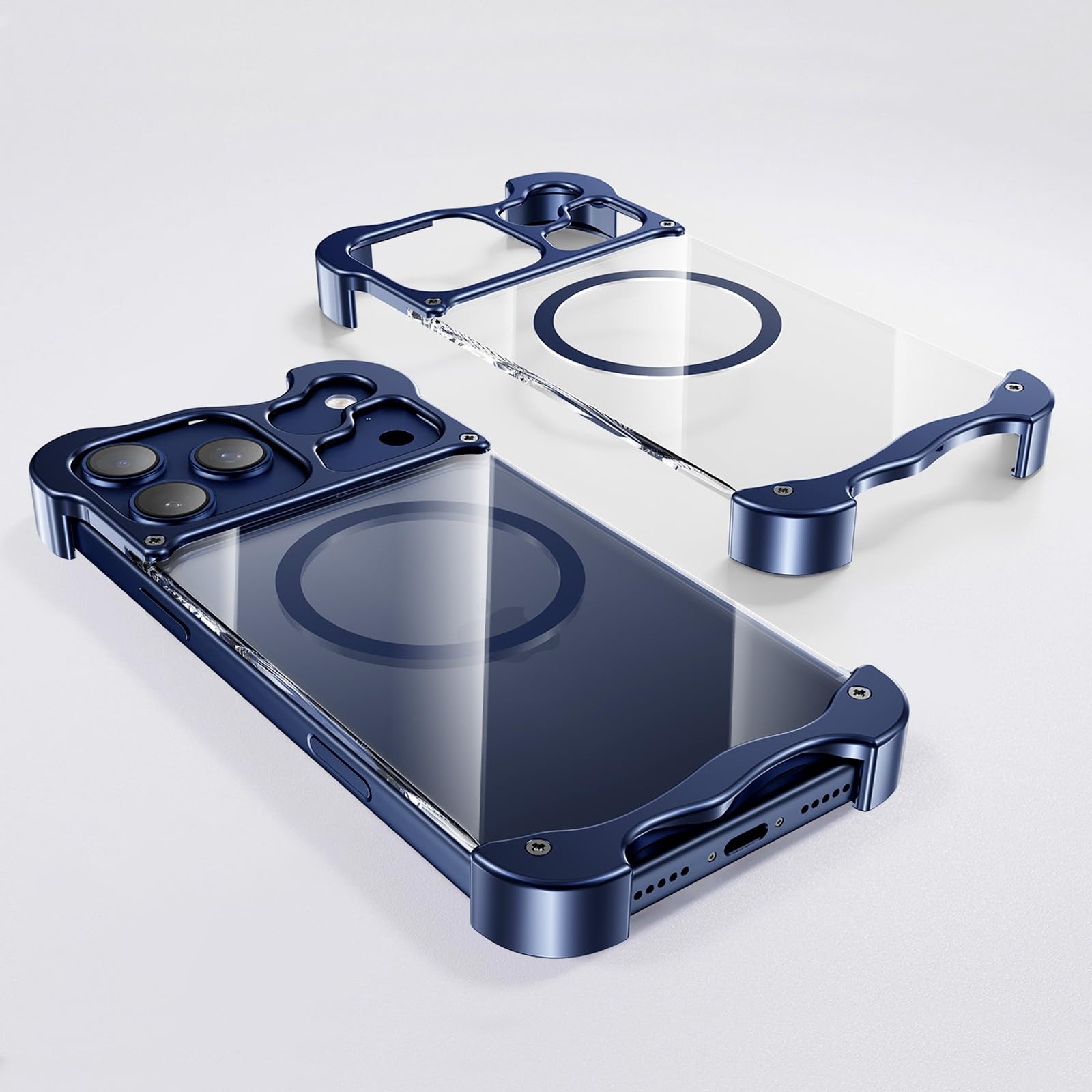 Protection iPhone 16 Pro Max transparente contre les rayures avec bumper bleu - 7