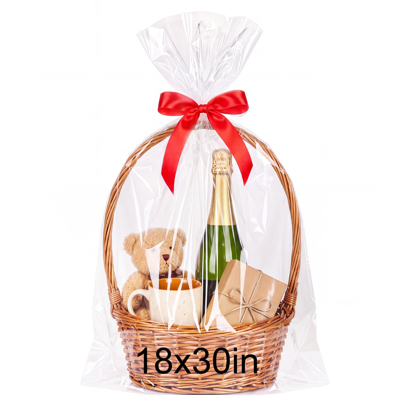 20PCS Clear Cellophane Gift Bags 18x30 Inch Small Gift Basket Wrap Bag