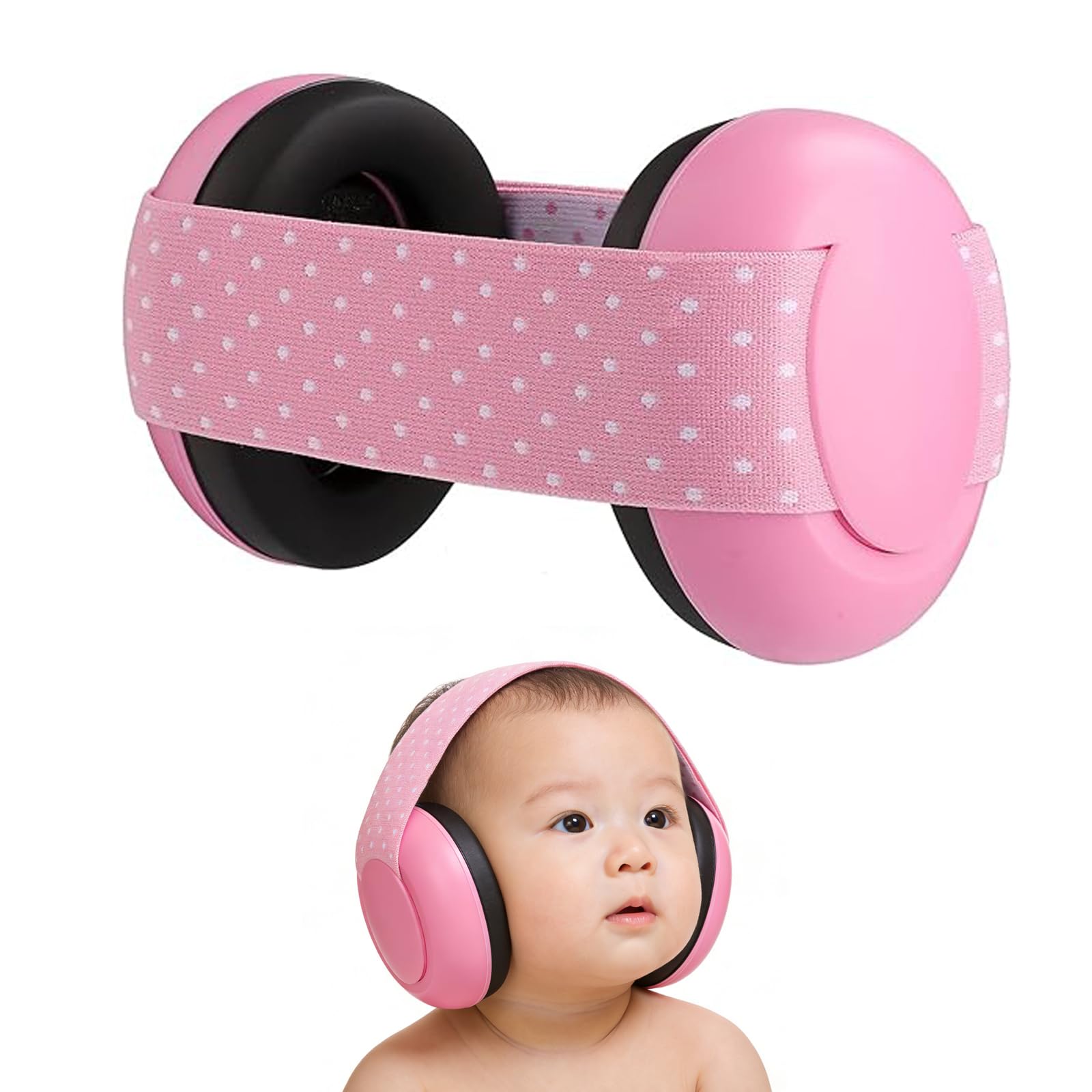 FUVBNQGT Baby Ear Defenders, Kids Earmuffs Noise Reduction with Soft Cushion and Adjustable Headband, Comfortable & Improves Sleep Ear Muffs, 0-36 Months Baby Noise Cancelling Headphones ﻿