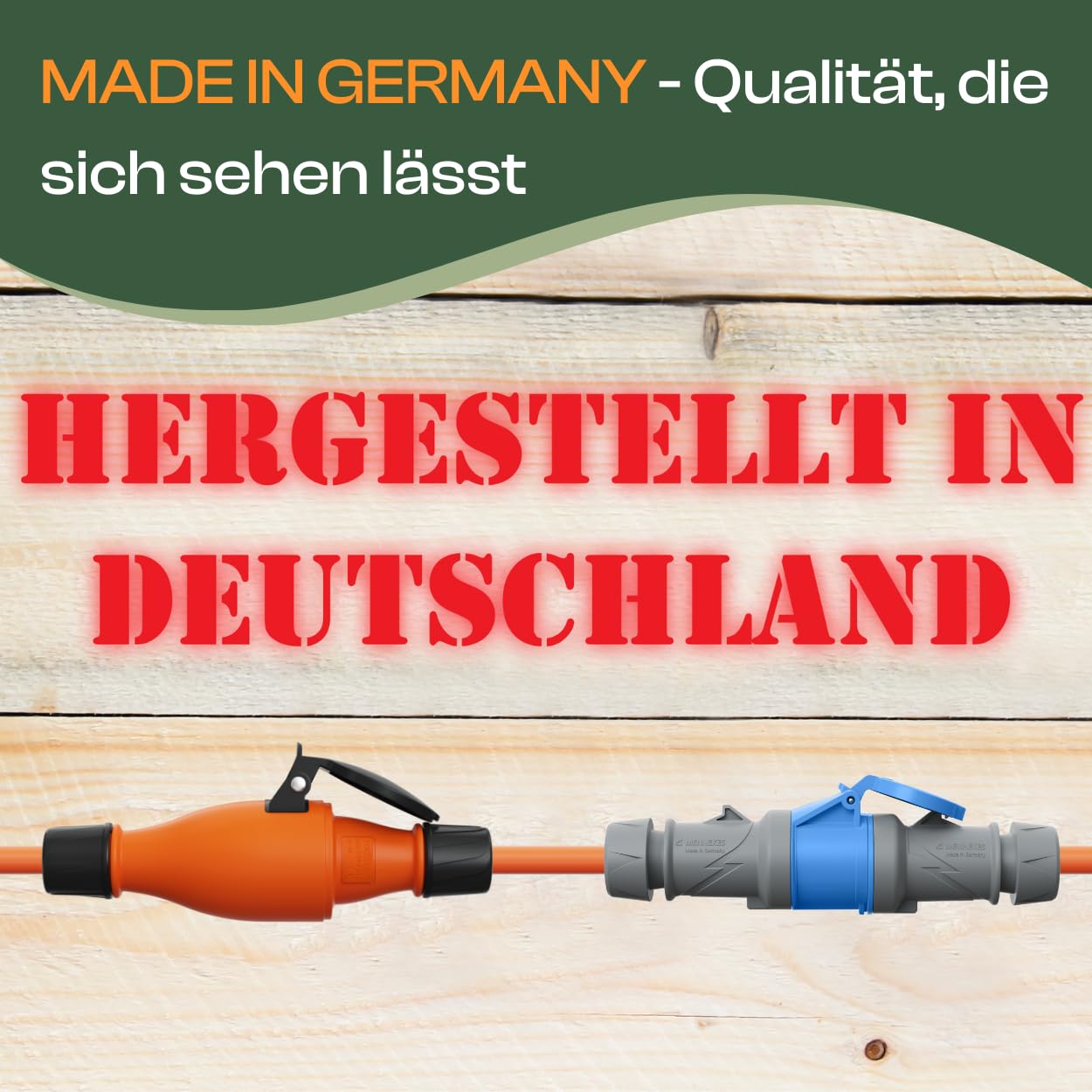 Schuko auf CEE Adapter 10m Camping Stromkabel H07BQ-F 3x2,5 Landstromkabel Wohnmobil Wohnwagen Kabel Camping Adapter 10 Meter Strom Verlängerungskabel CEE-Stecker Campingstecker