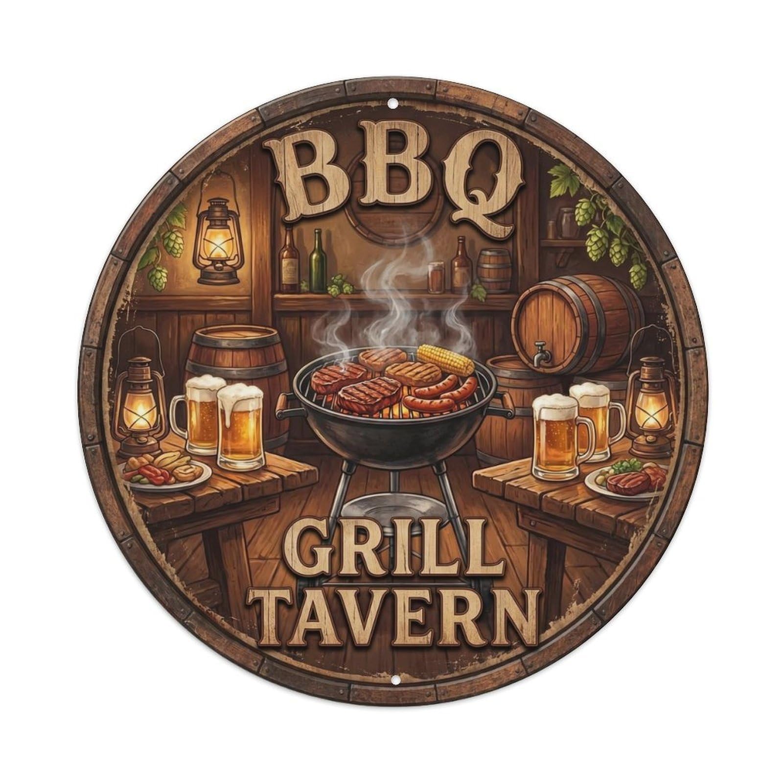 BBQ Grill Tavern Metal Tin Sign