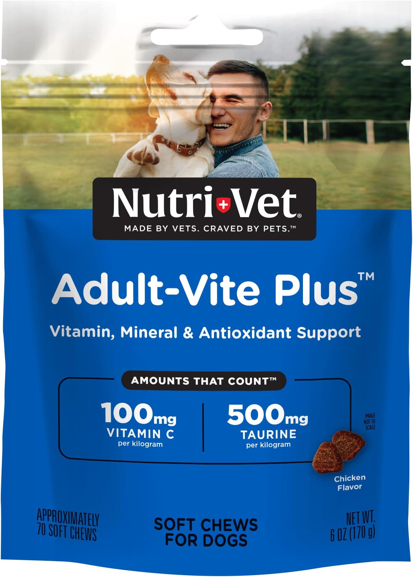 Adult-Vite Plus Dog Multivitamin Soft Chews, Daily Dog Supplement with Vitamins Minerals and Antioxidants, Supports Skin, Immune, Joint, and Gut Health, Tasty Chicken Flavor, 70 Count