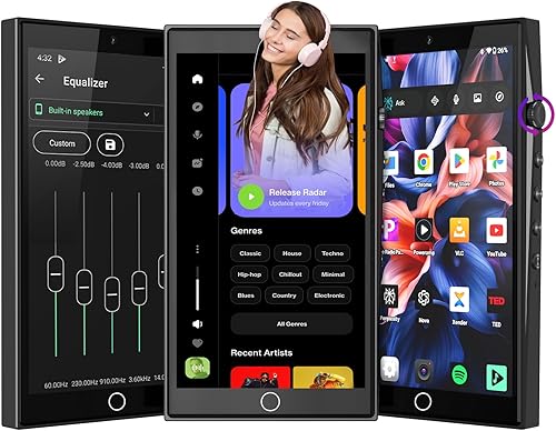 Reproductor MP3 de 64 GB con WiFi Bluetooth, reproductor MP3 MP4 con pantalla táctil de 4.7 pulgadas y cámara, reproductores de música MP3 con