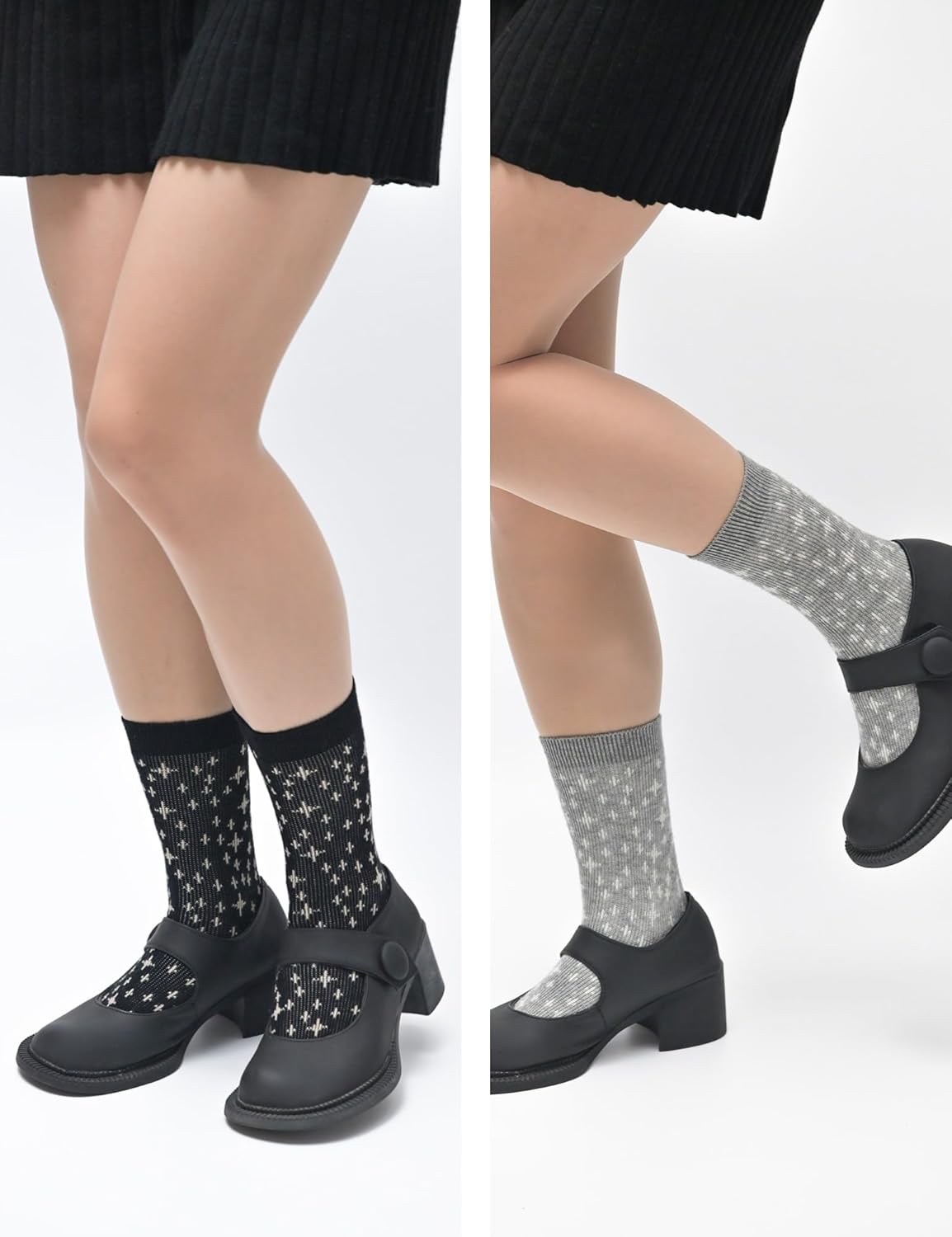 Thin Merino Wool Crew Socks for Women-Warm Soft Cute Boot Socks, Casual Gift, 4 Pairs(Size 5-10) - Image 5