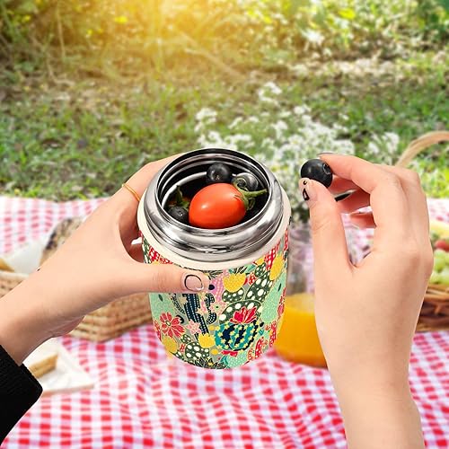 Miniatura 5 de Vibrant Cactus Food Jar with Spoon Stainless Steel Vacuum Insulated Food Container 17 oz Food Thermos for Adults