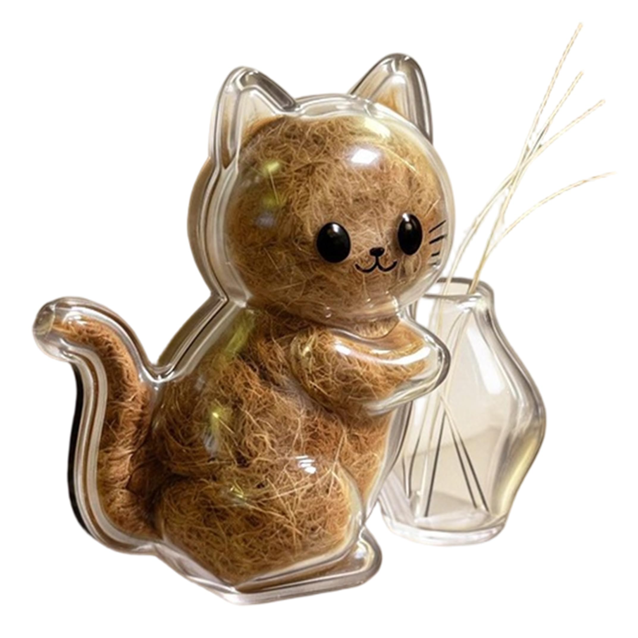 Gemuseeee Cat Whisker Holder Magnetic, Clear Fridge Magnet for Whisker and Hair Collection, Transparent Keepsake 4.7x2x5cm