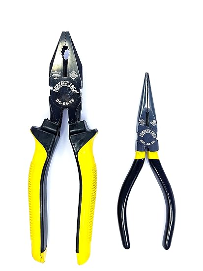 PERFECT TECH Combination Cutting Plier | Cutting Plier | Anti-Rust Properties For Gripping | Industrial & Plumber Hand Tools | Pliers For Home Tool Kit | Double Dip Set Tools (DC-08-YB & NBL-06-YB)