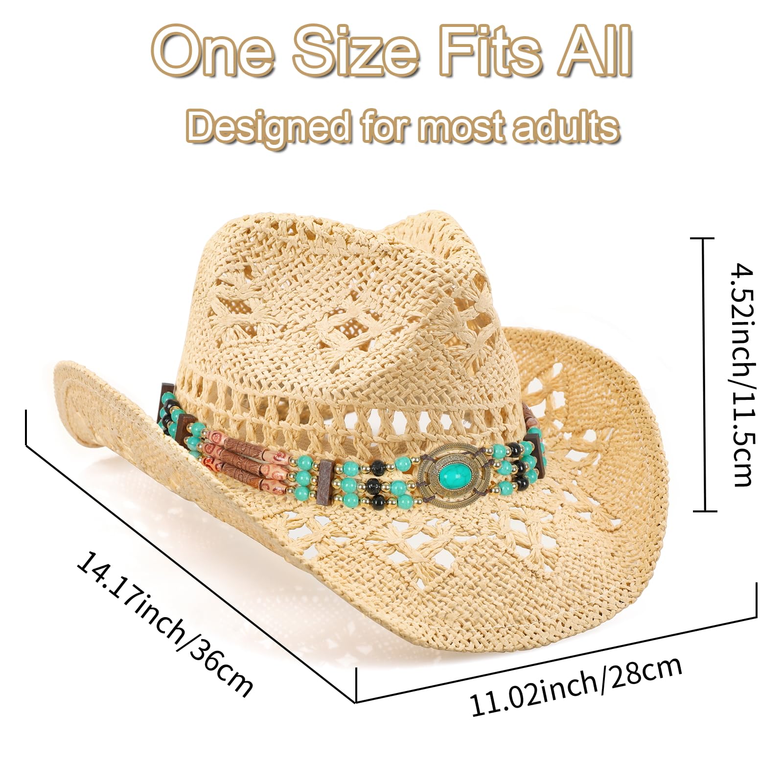 WQWOVRVO Cowboy Hat,Cowgirl Hat,Cowboy Hats for Women/Mens/Straw Wide with Shapeable Brim Cowboy Hat for Womens/White/Black