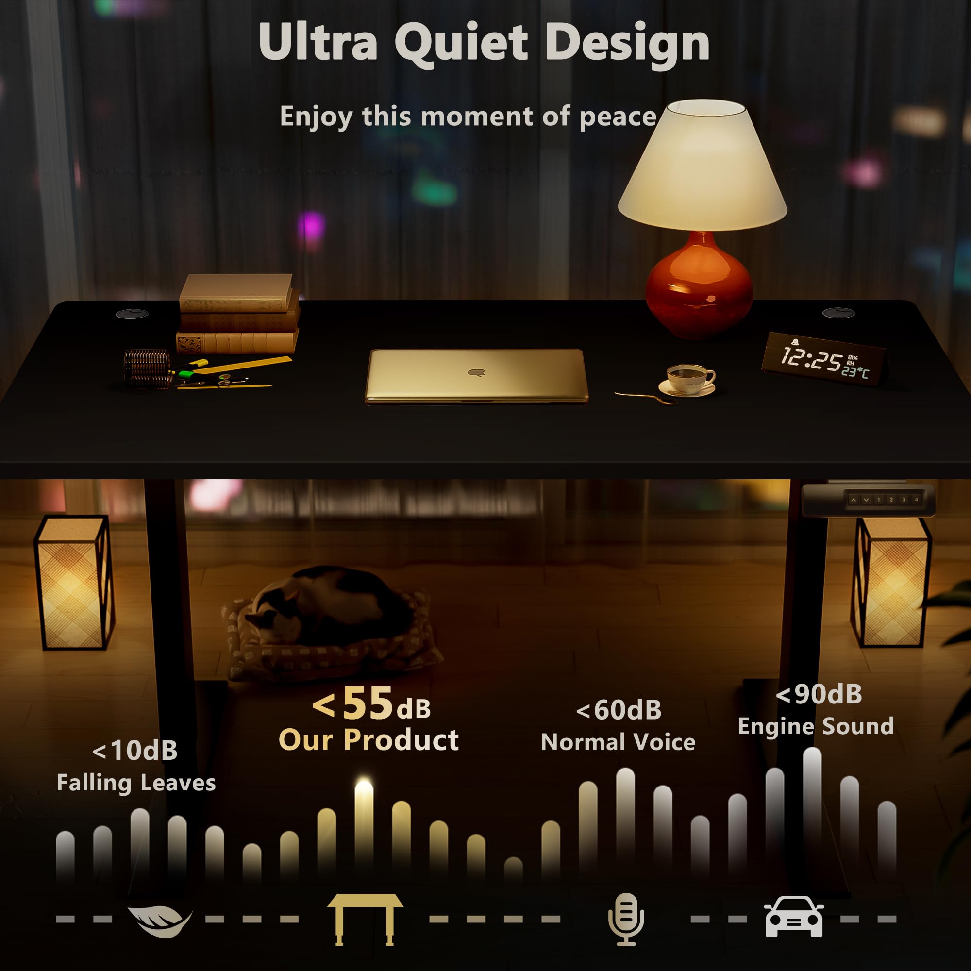 Himimi Electric Standing Desk Adjustable Height 70 x 27 inch Sit Stand up Adjustable Desk with Memory Presets — view 6