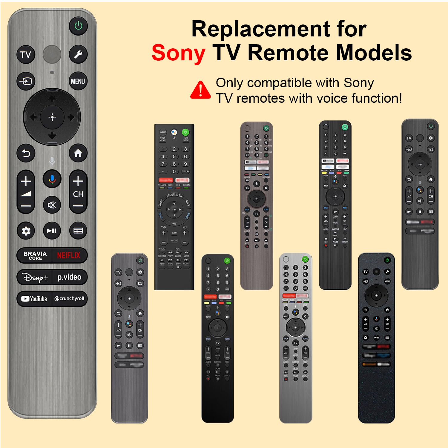Telecomando di ricambio per TV Sony, Bravia Google 4K LED OLED Smart TV Control con voce e retroilluminato