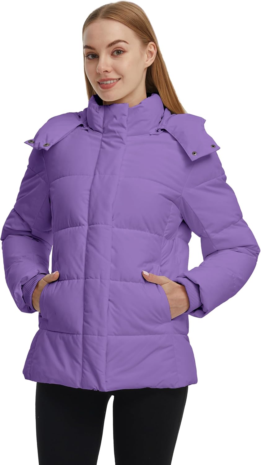 Skieer Women's Quilted Winter Coat Waterproof Ski Puffer Jacket Warm Parka with Detachable Hood