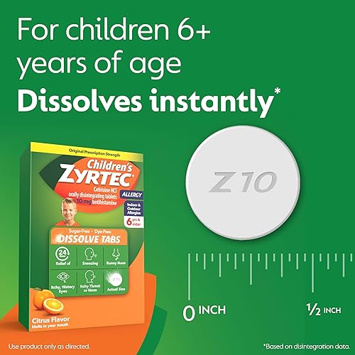 Miniatura 6 de Tabletas solubles Zyrtec para la alergia de los niños sabor cíctrico 300450242259 24 unidades 1 1