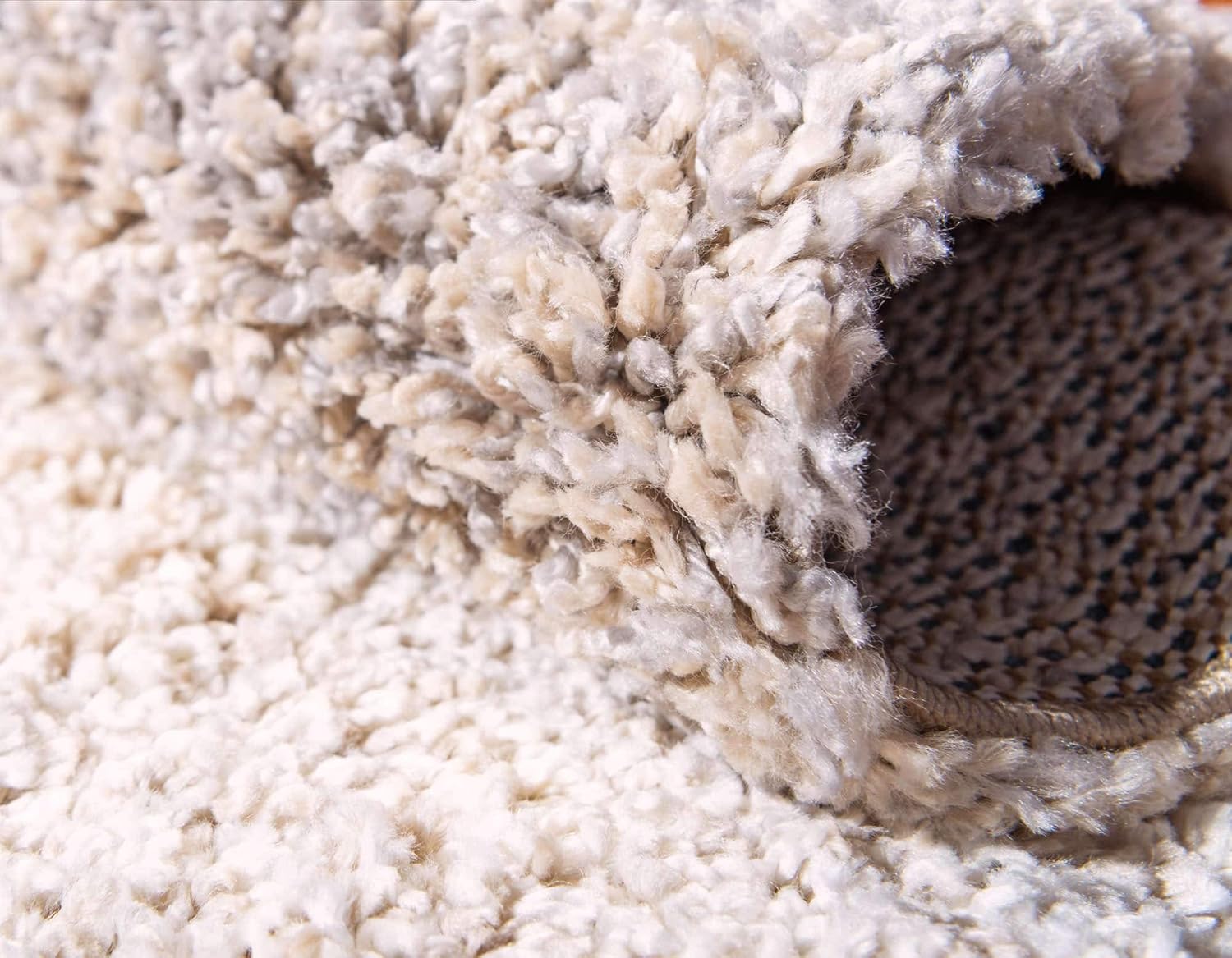 Unique Loom Hygge Shag Collection Area Rug - Gradient (3' 3" Round, Gray/ Beige)