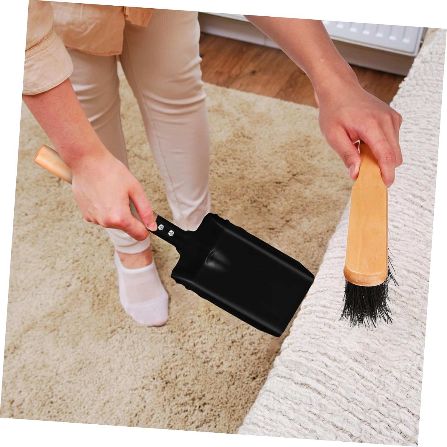 Toyvian Small Shovel and Brush Set Wood Fireplace Cleaning Tools